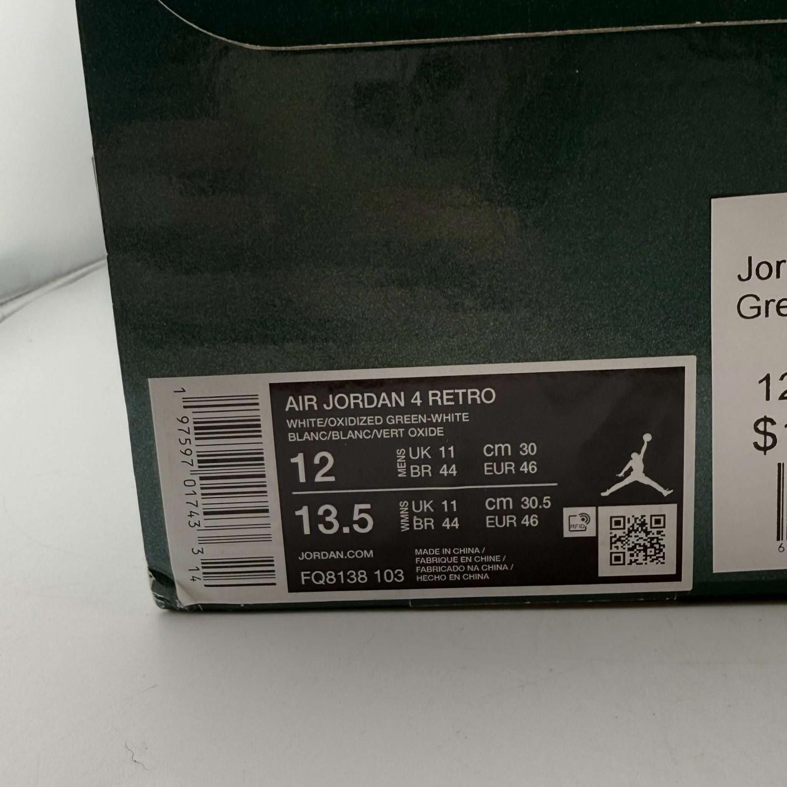 Jordan Brand Jordan 4 Retro Oxidized GreenUS 12 Used with Box FQ8138-103 Size US 12 / EU 45 - 10 Thumbnail