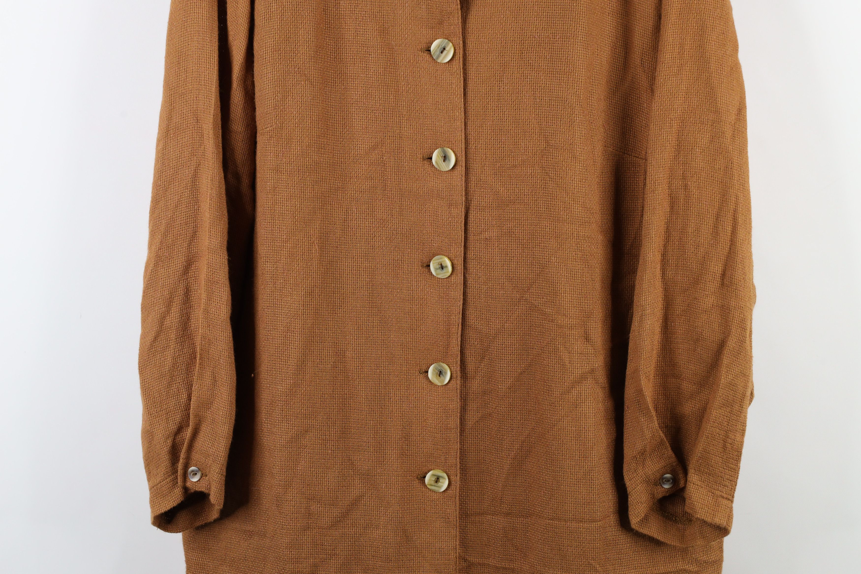 Vintage Vintage 90s Lagenlook Linen Blend Tunic Button Shirt Brown Size XXL / US 16-18 / IT 52-54 - 3 Thumbnail