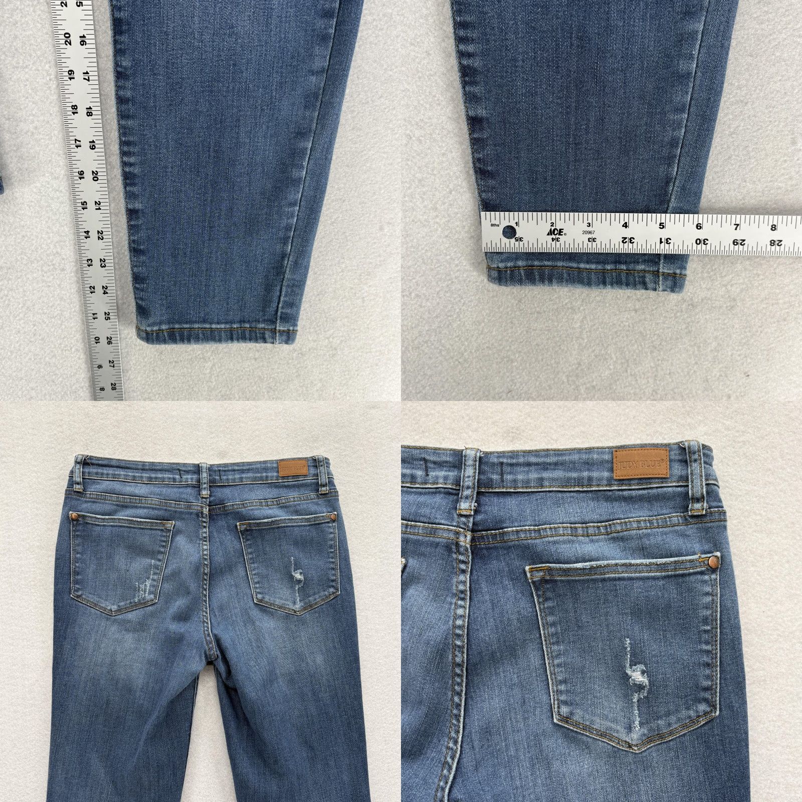 Denime Judy Blue Jeans Womens 30 Blue Medium Wash Skinny Crop Stretch Denim Distressed Size 30" / US 8 / IT 44 - 8 Thumbnail