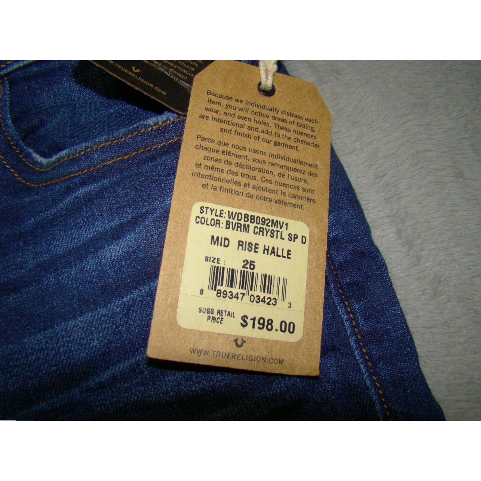 True Religion NWT True Religion Womens Jeans Halle Mid-Rise Super-Skinny 25 Blue Denim Cotton Blend Womens Christmas Gift Mens? Size 42" / US 20 - 5 Thumbnail