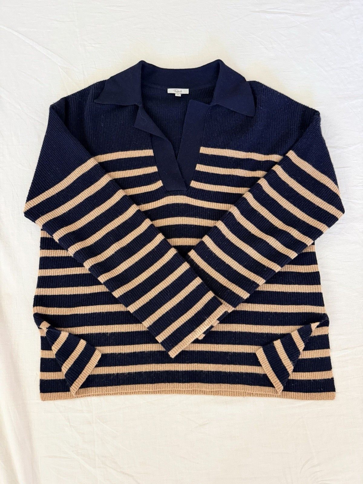 Rails Rails Harris Camel Navy Stripe Wool Cashmere Sweater Size M / US 6-8 / IT 42-44 - 6 Thumbnail