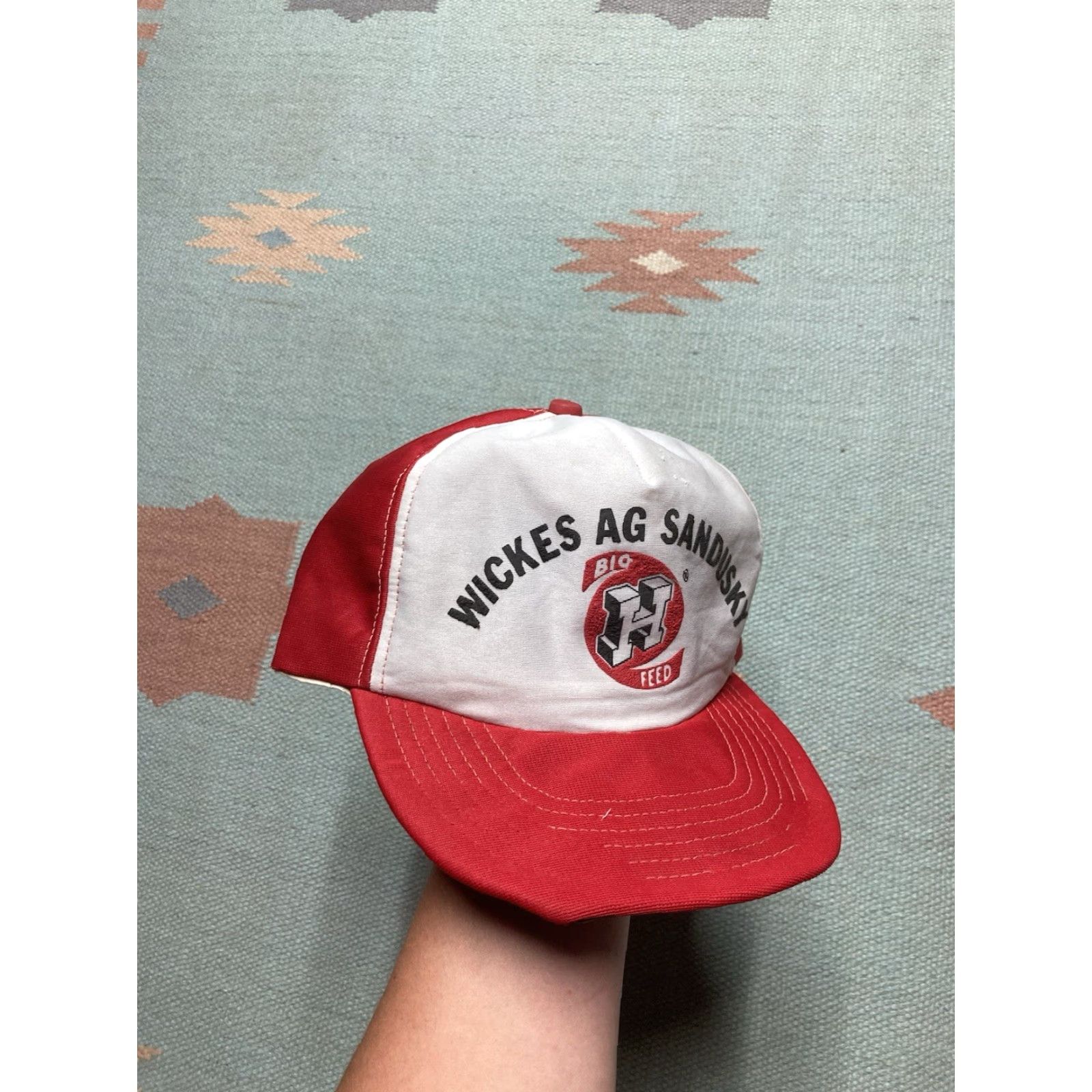 Vintage VINTAGE A&G Snapback Hat Cap Red Adjustable Men Distressed Sandusky Michigan H feed farm Wickes OG Big H Size ONE SIZE - 2 Thumbnail