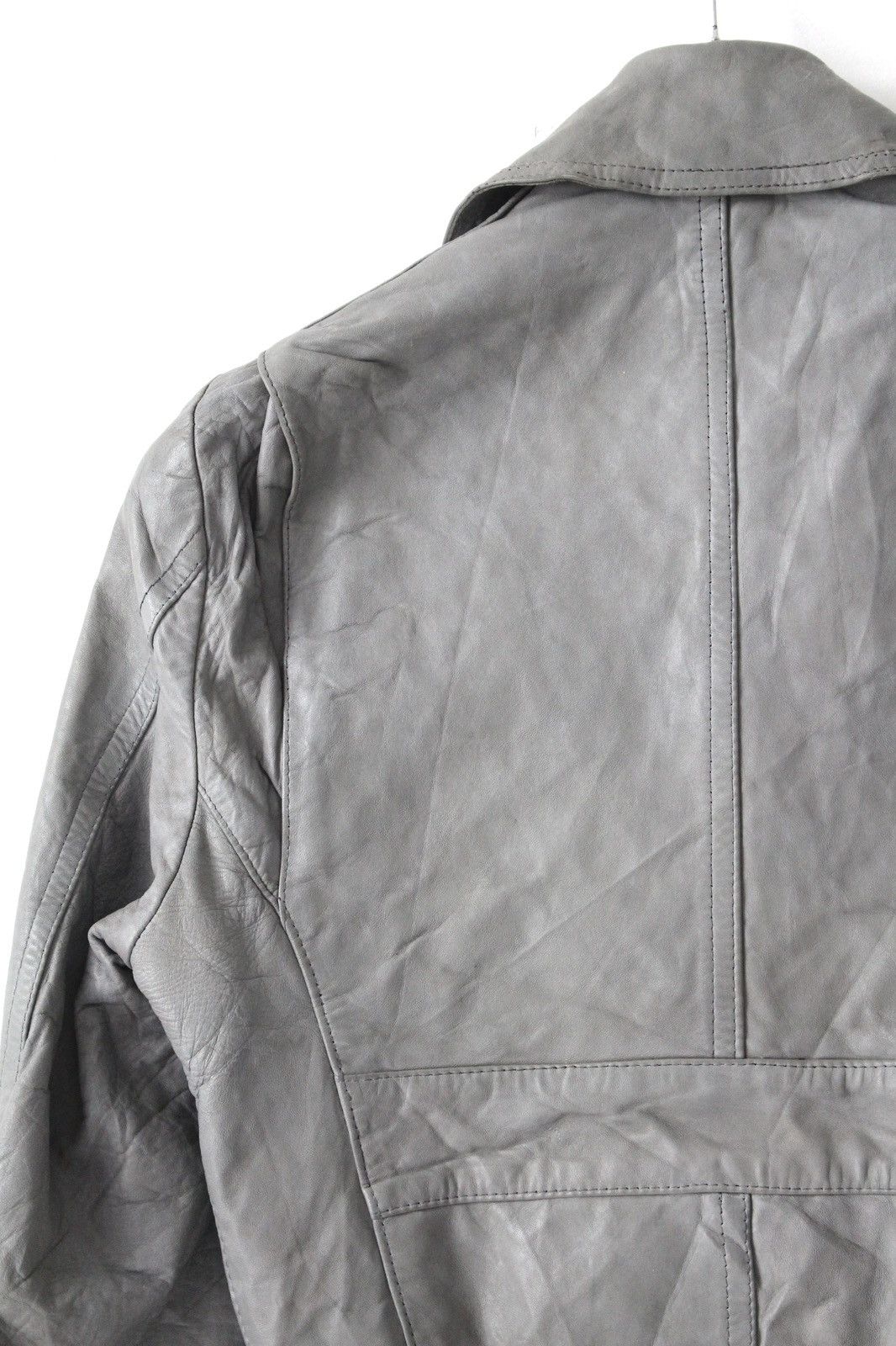 Vintage 1990S MICHEL CORBIER ASH GREY LEATHER ZIP TRUCKER JACKET Size US S / EU 44-46 / 1 - 4 Thumbnail