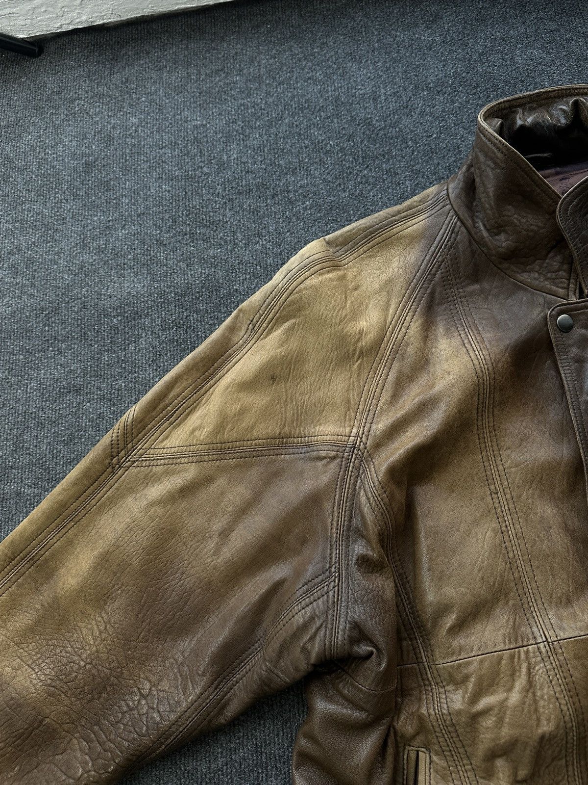 Other 🚨VNTG LEATHER JACKET AVANT GARDE ASYMMETRICAL BROWN MOTO Size US M / EU 48-50 / 2 - 5 Thumbnail