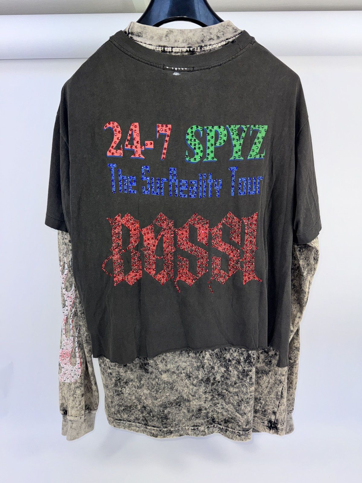 Bossi Sportswear 1/1 RHINESTONE DOUBLE LAYERED SKULL 24-7 SPYZ VINTAGE TEE Size US L / EU 52-54 / 3 - 2 Thumbnail