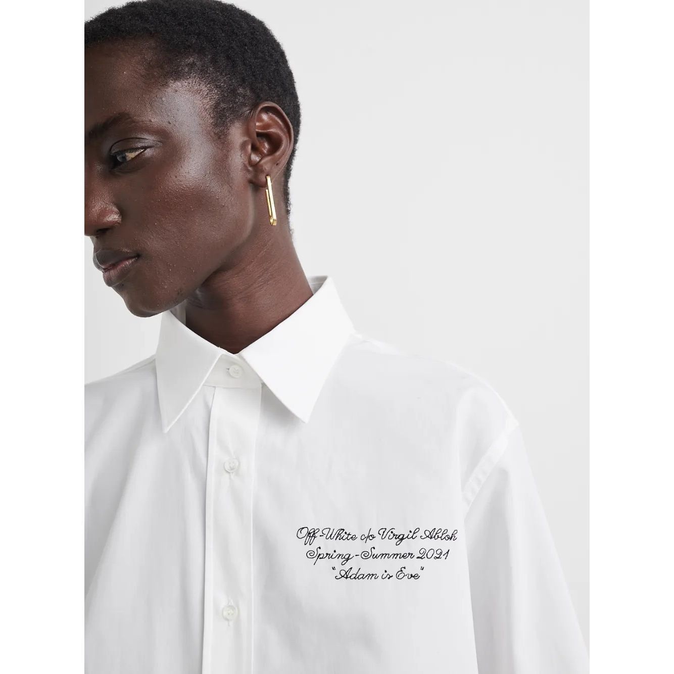 Off-White Off-White Top Embroidered Poplin Long Sleeve Draped Button U Size XS / US 0-2 / IT 36-38 - 1 Thumbnail