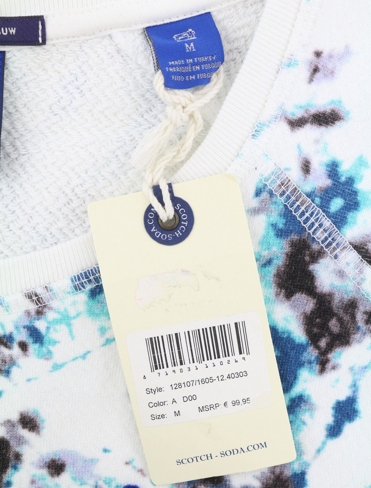 Scotch & Soda M White Patterned Crew Neck Sweatshirt 89044 Size US M / EU 48-50 / 2 - 7 Thumbnail