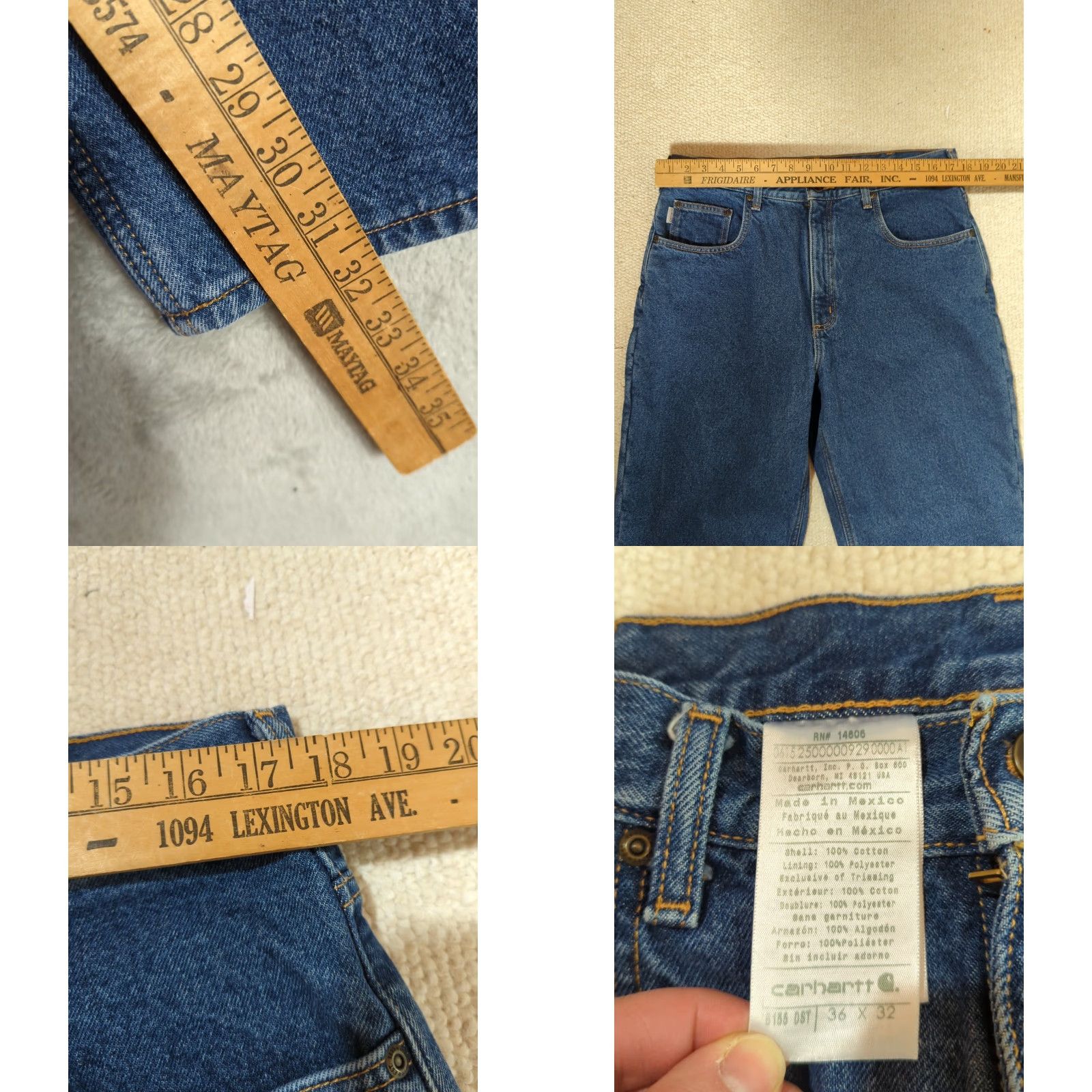 Carhartt VINTAGE Carhartt Jeans 5-Pocket Zip Blue Lined Fleece Relaxed Fit Men's W35 L32 Denim Cotton Modern Size US 35 - 8 Thumbnail