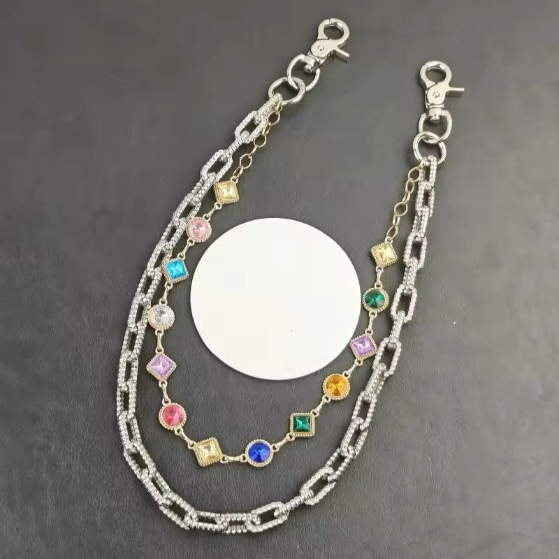 Vintage Double-layer Agate Stone and Rhinestone Chain Pants Chain Size ONE SIZE - 1 Thumbnail
