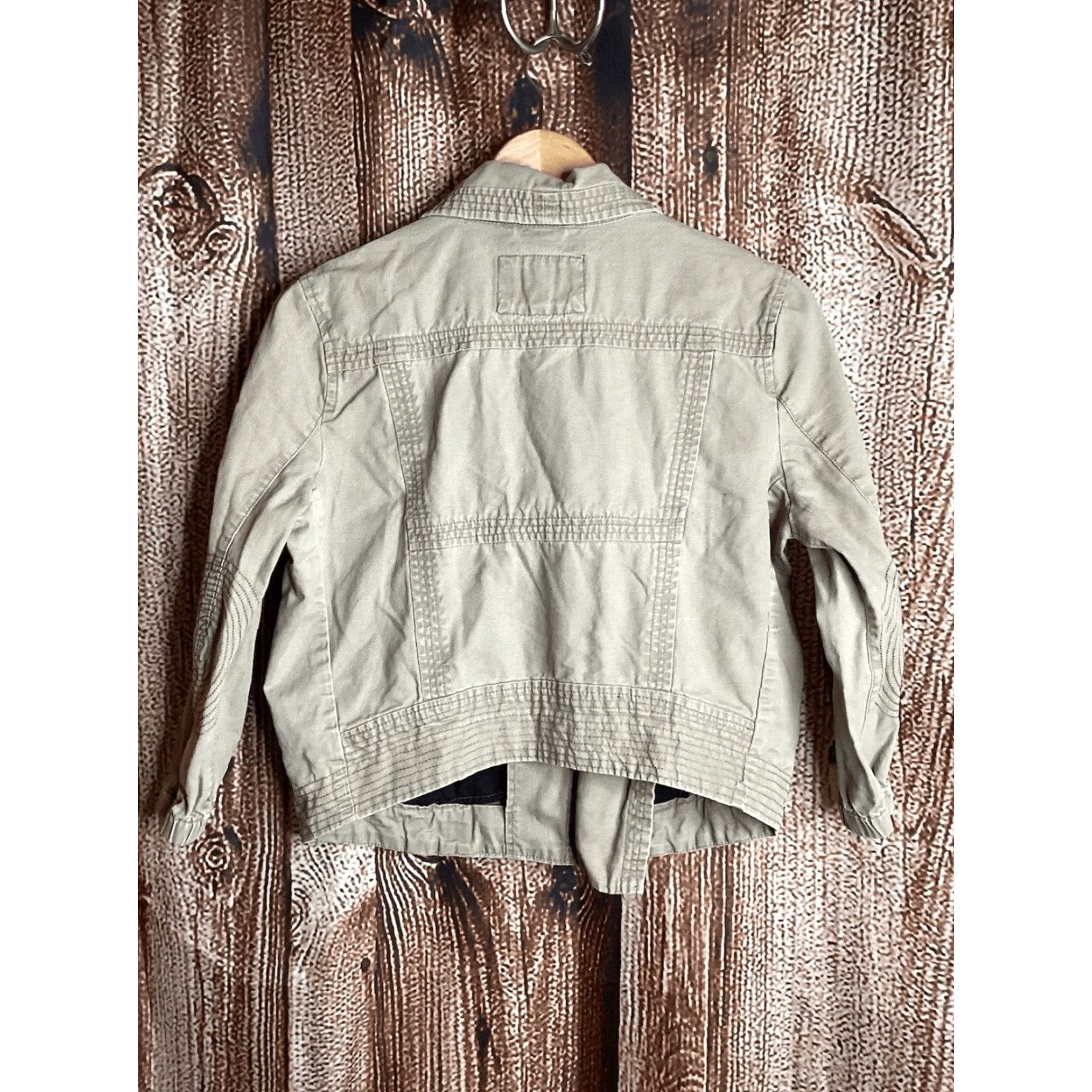 Hurley VINTAGE Hurley Jacket Womens Small Full Zip Long Sleeve Cropped Moto Beige Size S / US 4 / IT 40 - 3 Thumbnail