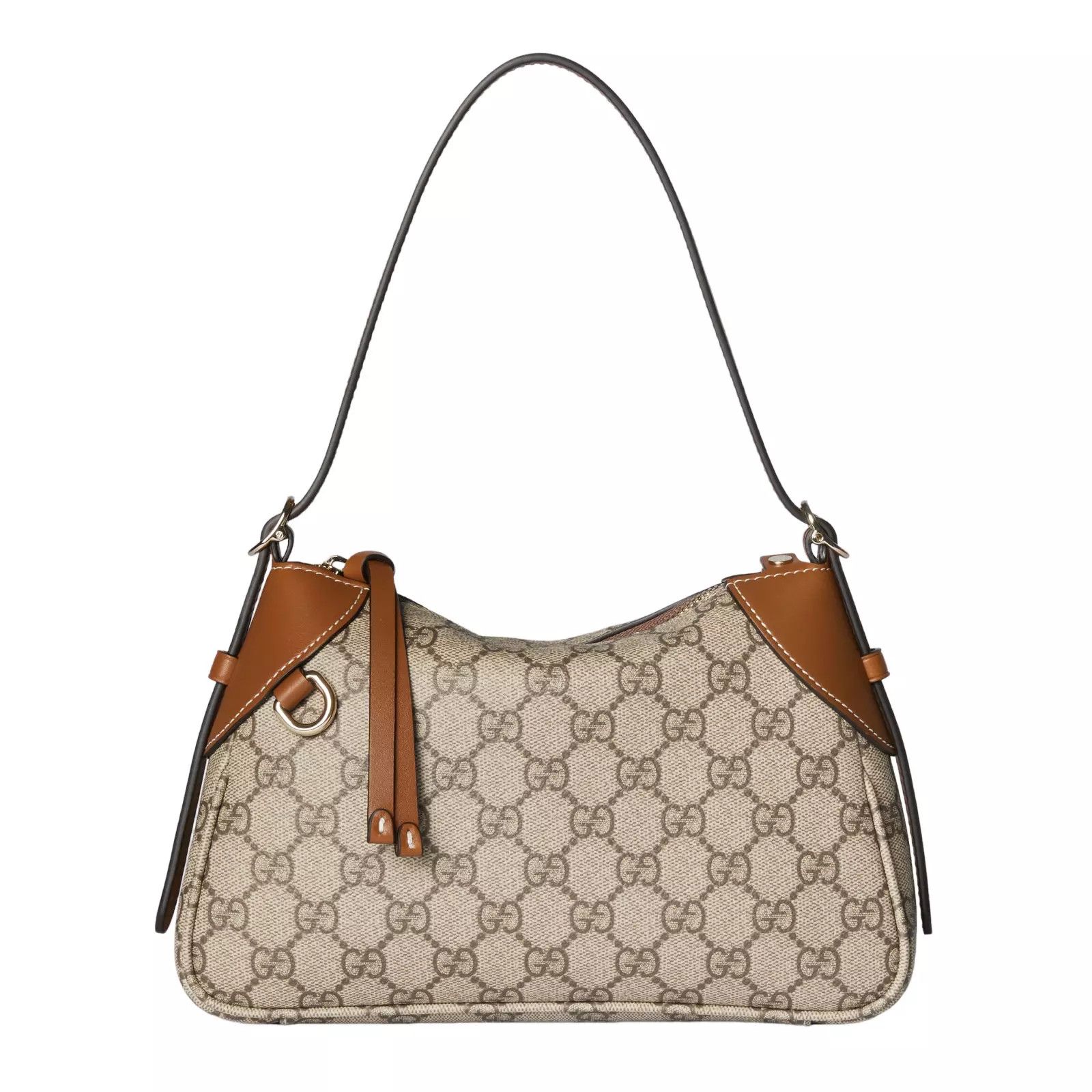 Gucci GUCCI GG Emblem Small Beige/Brown Shoulder Bag Size ONE SIZE - 1 Thumbnail