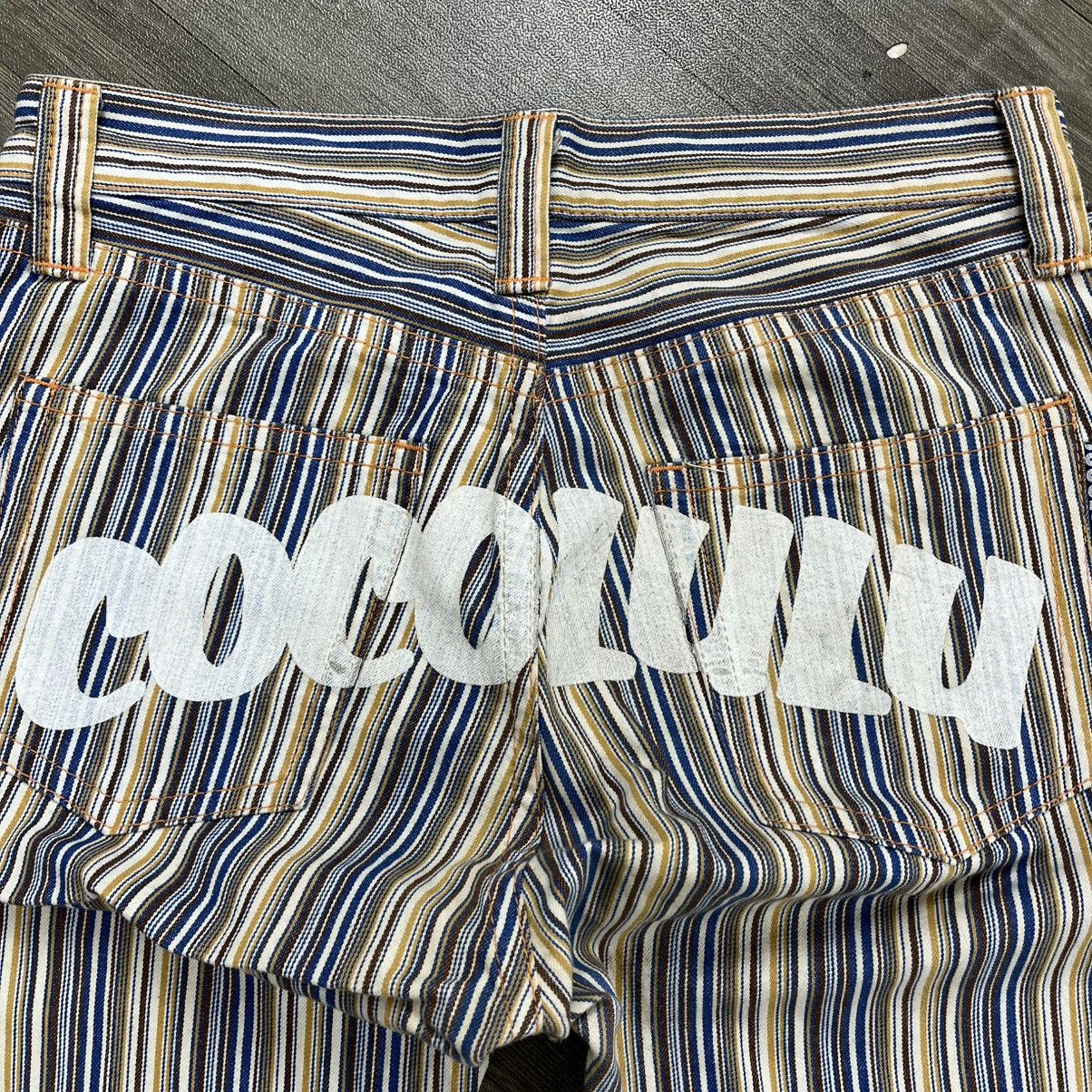Japanese Brand 2000s Cocolulu Japan Printed Logo Gyaru Style Striped Jeans Size US 33 - 4 Thumbnail