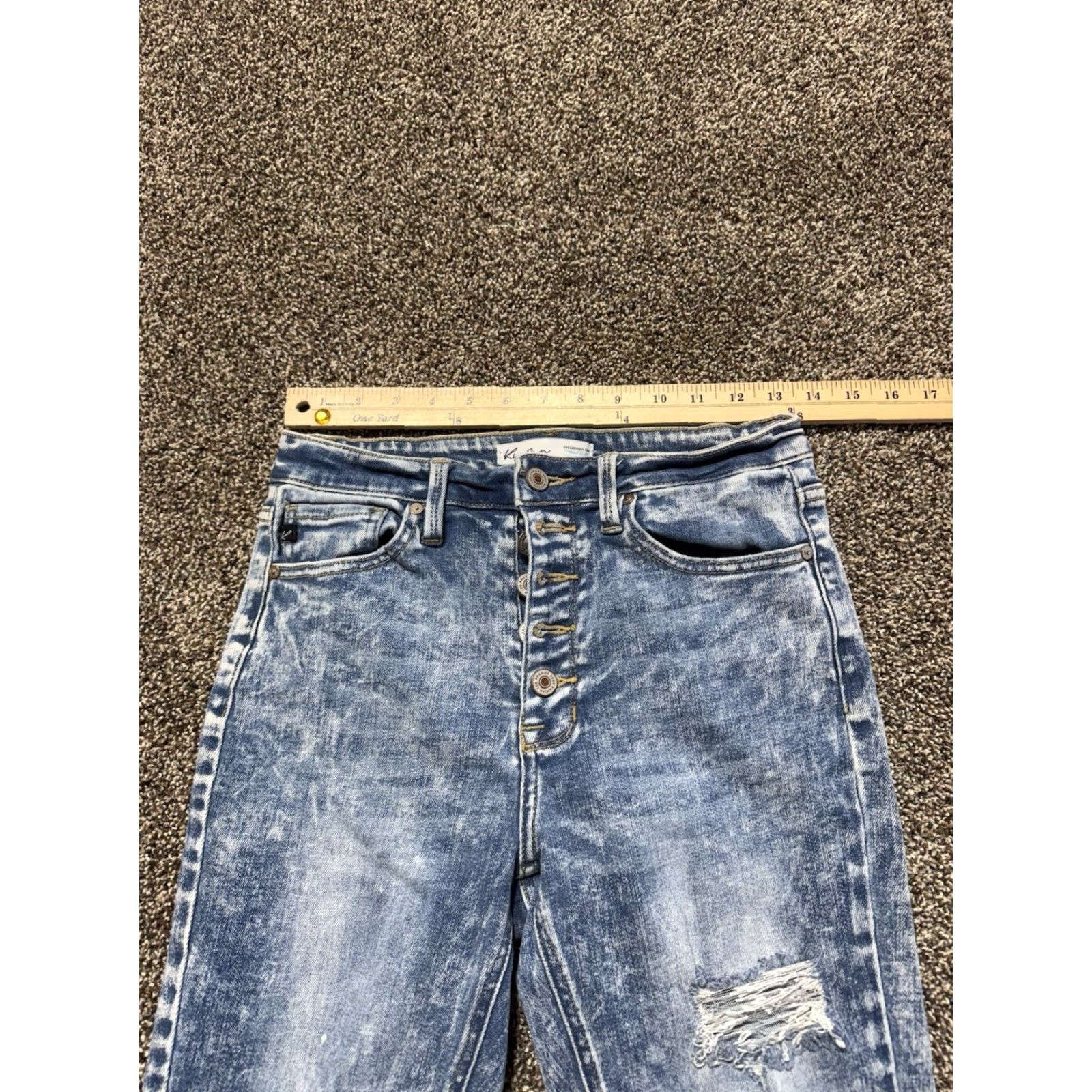 Vintage Kancan Jeans Ankle Women 28 Blue Denim Acid Wash Stretch Inseam 27 Flex Size 28" / US 6 / IT 42 - 4 Thumbnail