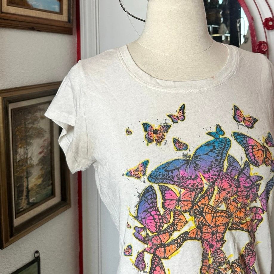 Other stained rag n stitch butterfly skull white graphic shirt Size S / US 4 / IT 40 - 2 Thumbnail