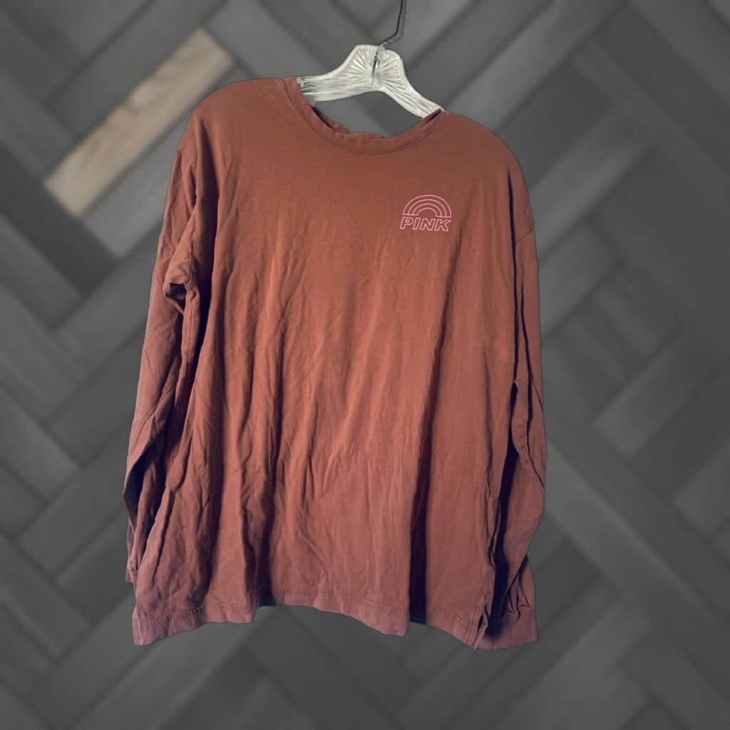 Pinko PINK Victoria's Secret Longsleeve Brown Campus Large Tee Womens L Brown Campus Longsleeve Shirt Size L / US 10 / IT 46 - 1 Thumbnail