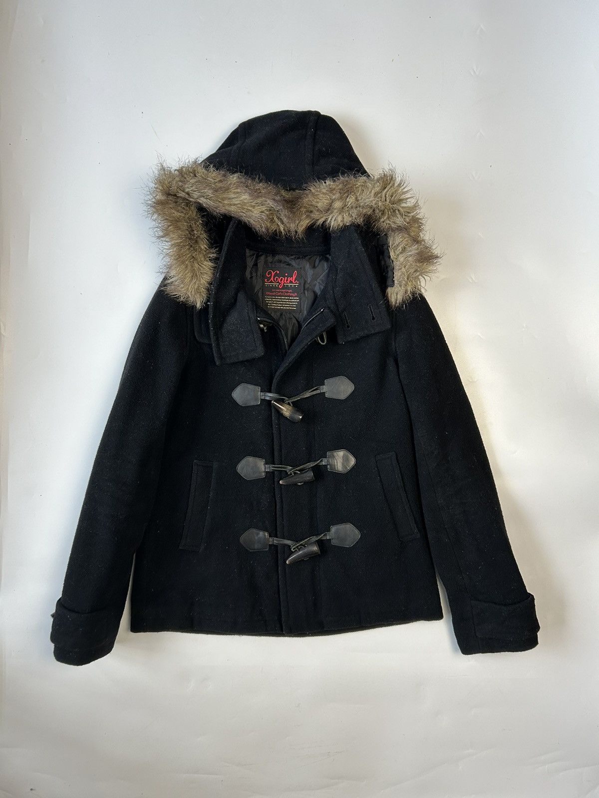 XGIRL FAUX FUR HOODIE WOOL JACKET