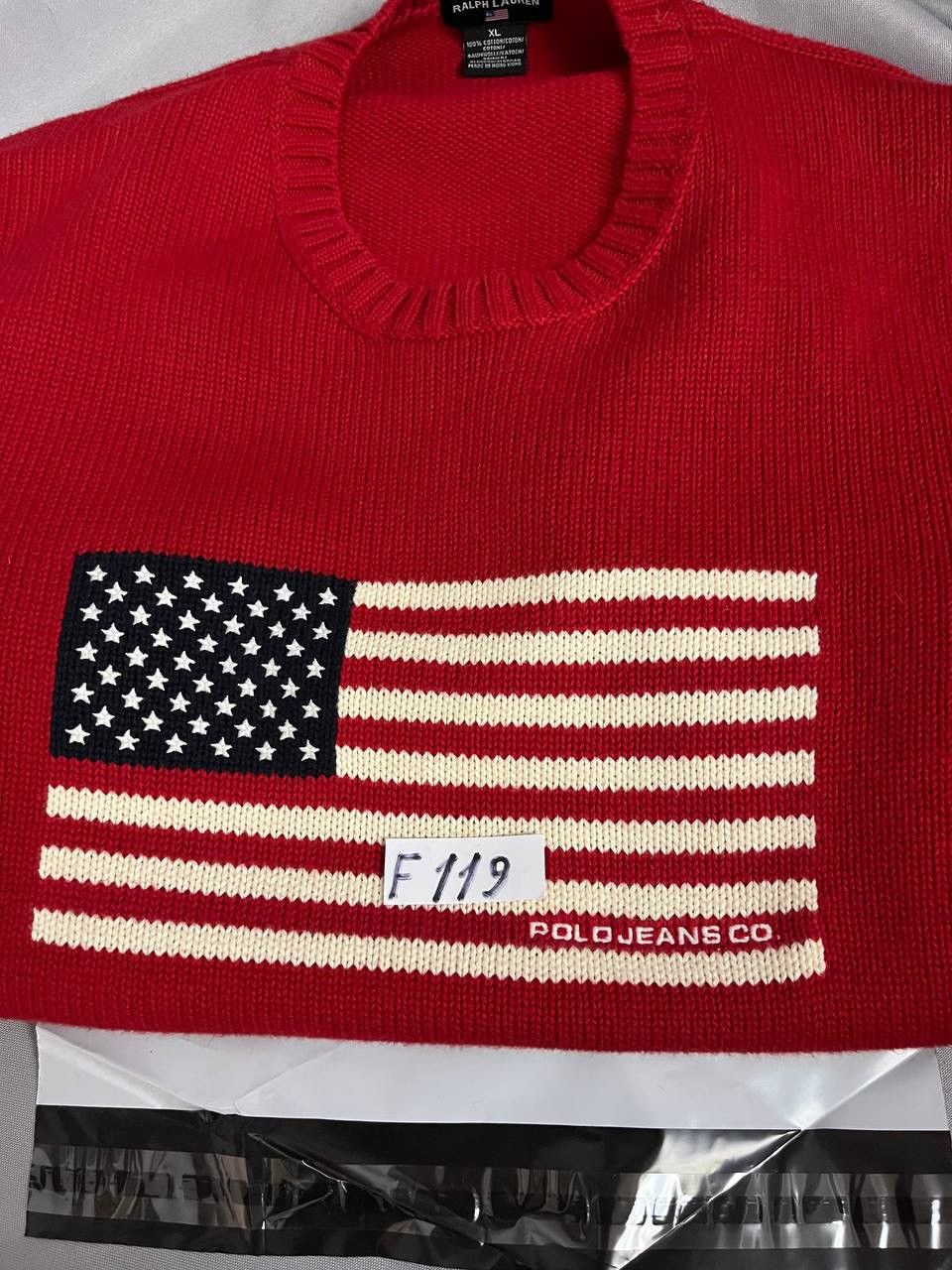 Polo Ralph Lauren Polo Ralph Lauren Sweater Red American Flag Size US XL / EU 56 / 4 - 11 Thumbnail