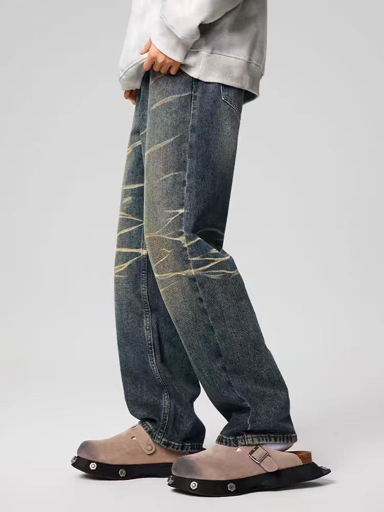 Japanese Brand × Jean Vintage street striped washed and faded loose jeans Size US 34 / EU 50 - 1 Thumbnail