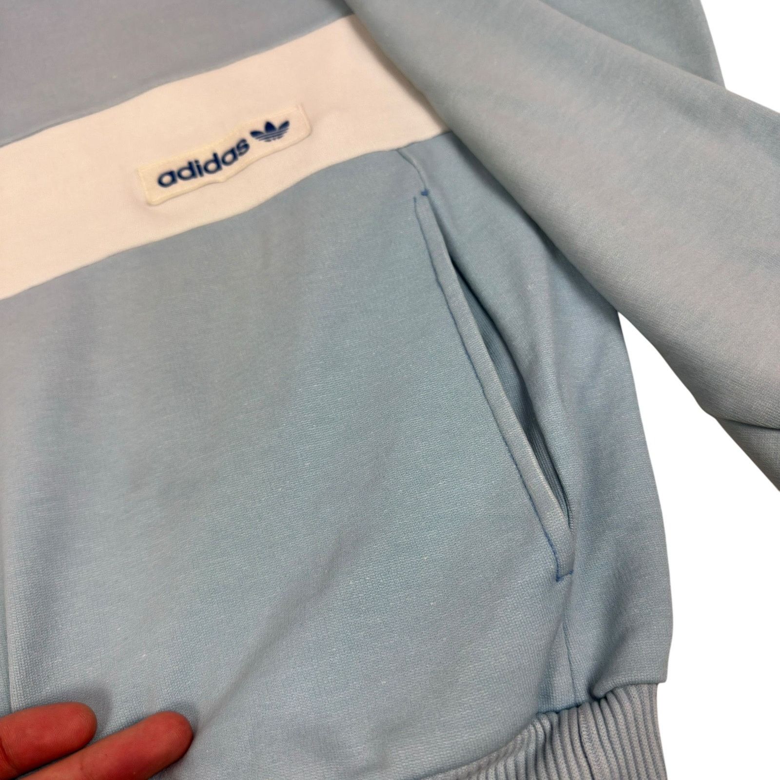 Adidas Adidas Men's Blue White 3 Stripes Long Sleeve 1/4 Zip Jacket Size US M / EU 48-50 / 2 - 5 Thumbnail