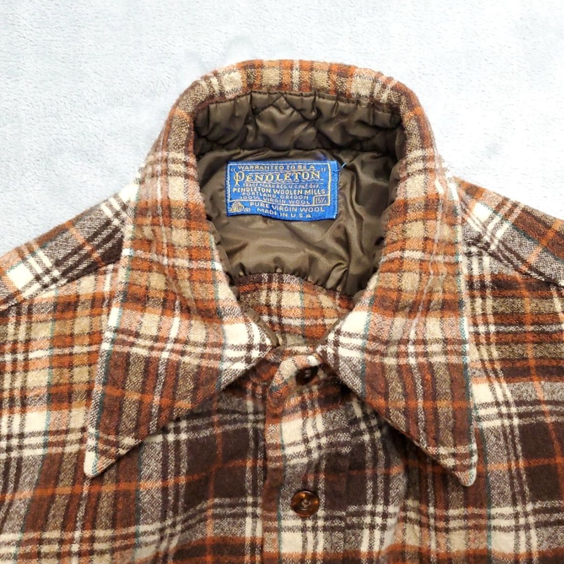 Pendleton VINTAGE Pendleton Shirt Mens M Brown Plaid 100% Wool Board Flap Pocket Made in USA Shirt Mens M Brown Plaid 100% Wool Bod Flap Pocket USA Size US L / EU 52-54 / 3 - 4 Thumbnail
