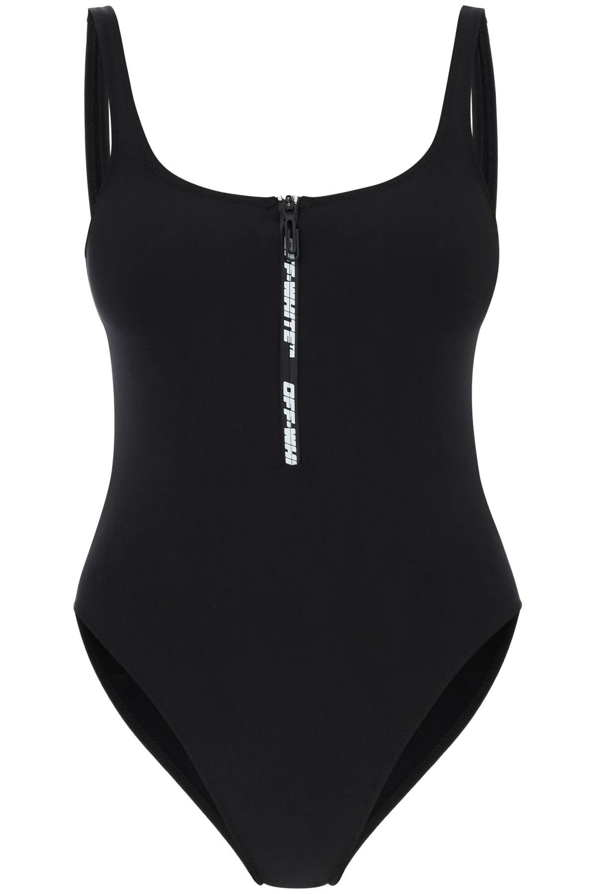 image of Off White Off-White One-Piece Swimsuit With Zip And Logo in Black, Women's (Size Small)