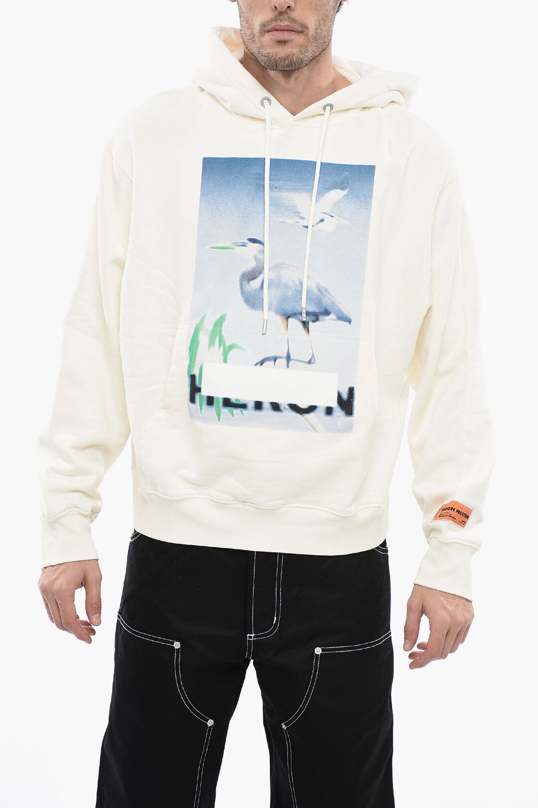 image of Heron Preston Og1Mm0424 Front Printed Censored Hoodie In White, Men's (Size XS)