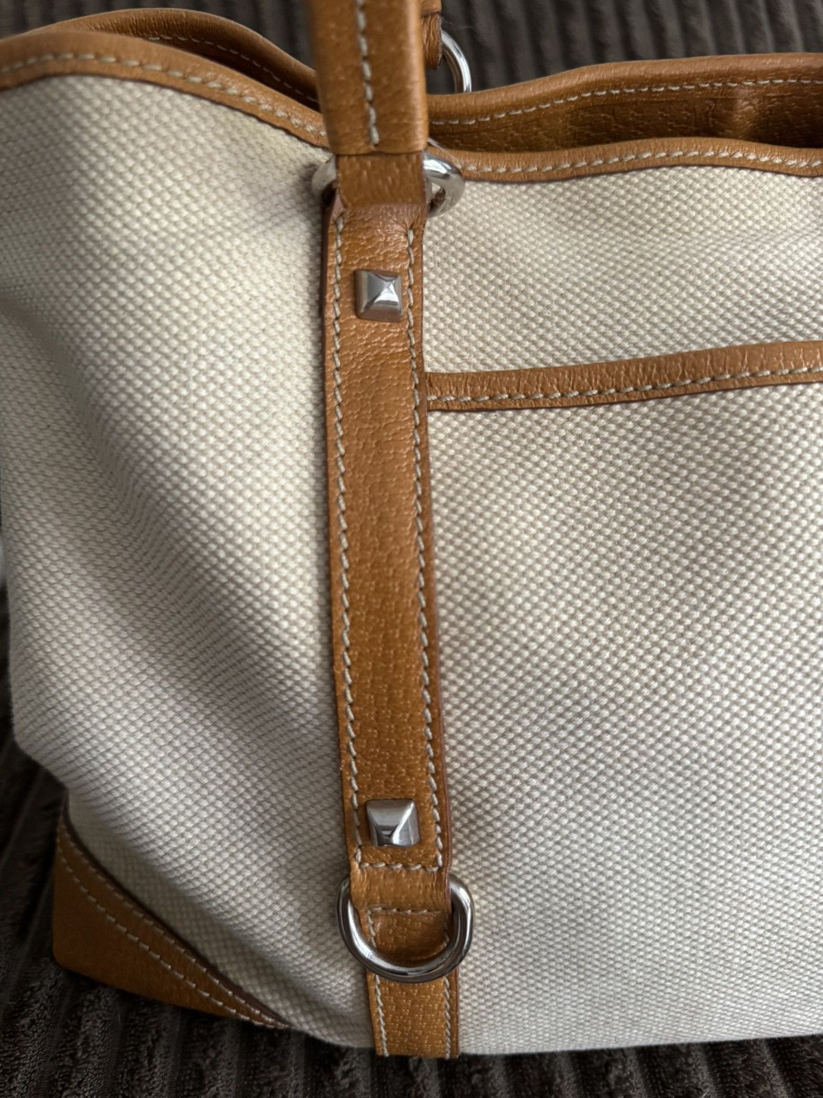 Prada × Vintage Vintage Prada Totebag Pocket Canvas Leather Size ONE SIZE - 12 Thumbnail