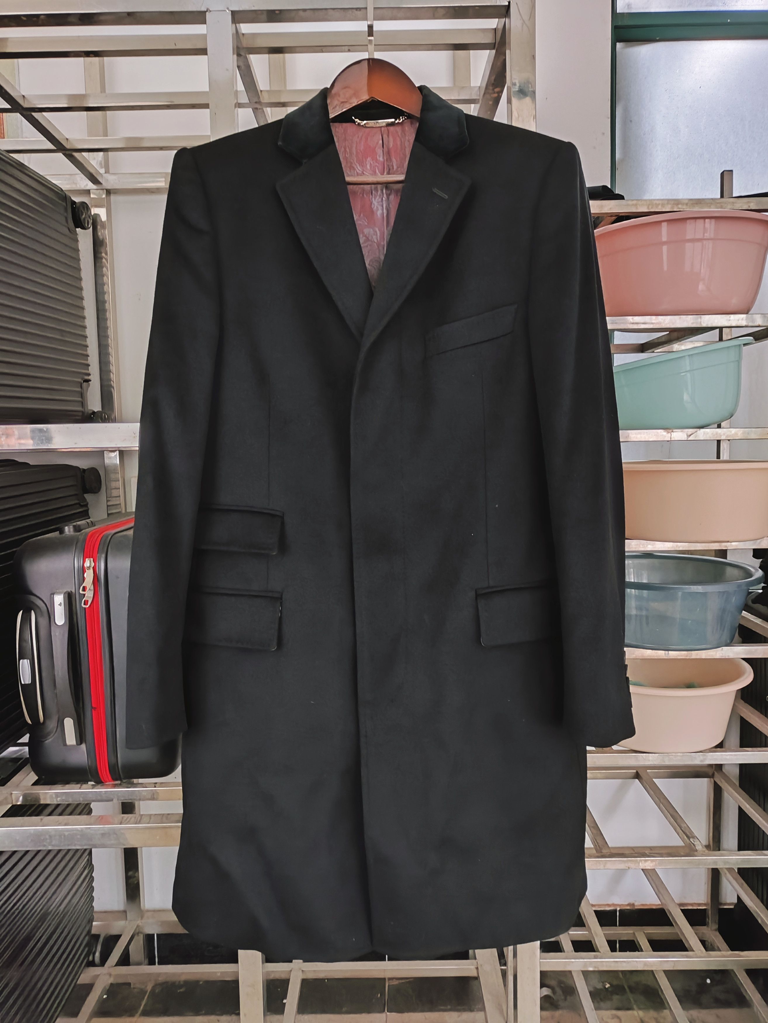 image of Dolce Gabbana Archive Runway Overcoat in Black, Men's (Size Small)