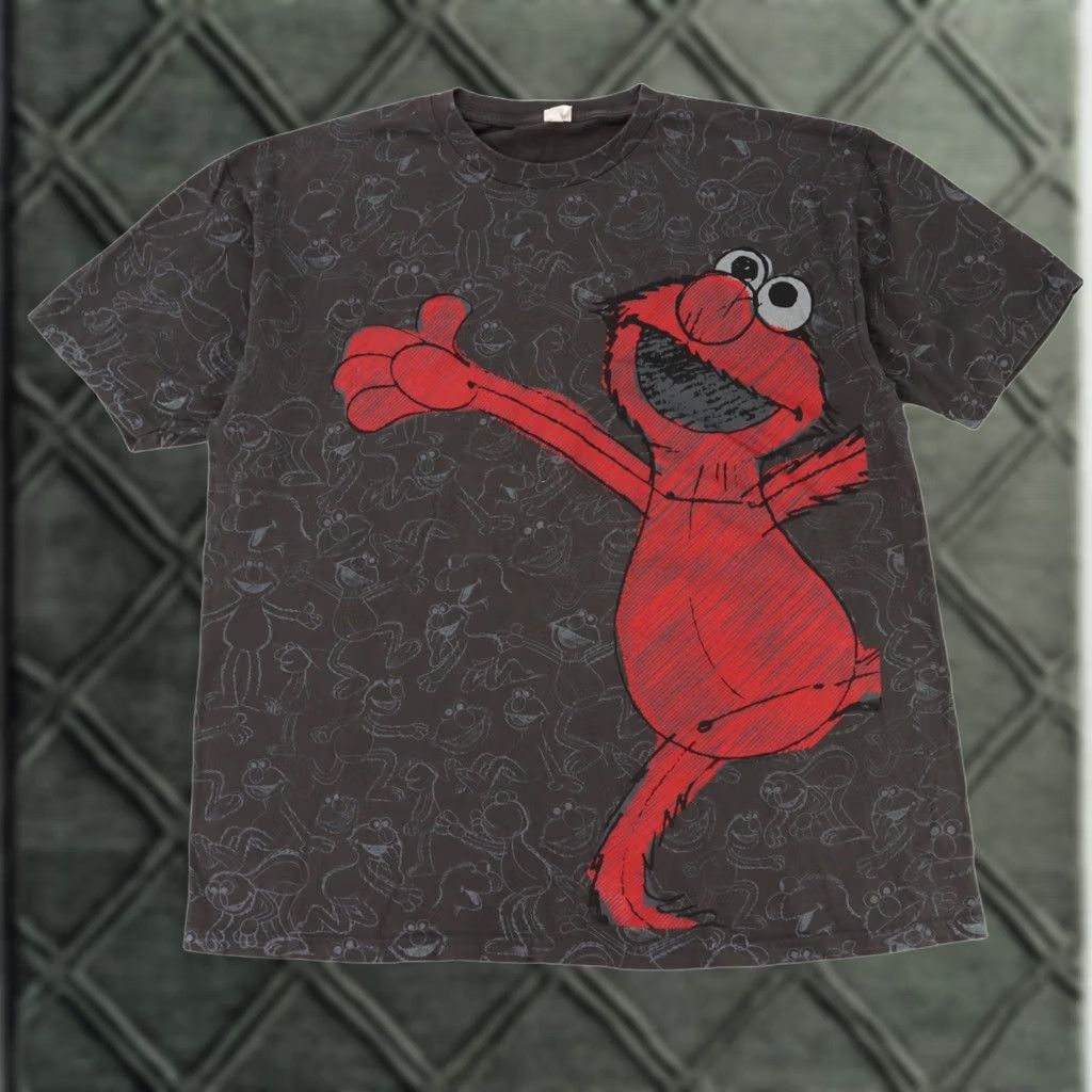 Vintage VINTAGE Sesame Street Elmo AOP Megaprint T Shirt XL Black 100% Cotton Cygnus Graphic Tee Mens XS? Size US XL / EU 56 / 4 - 1 Thumbnail