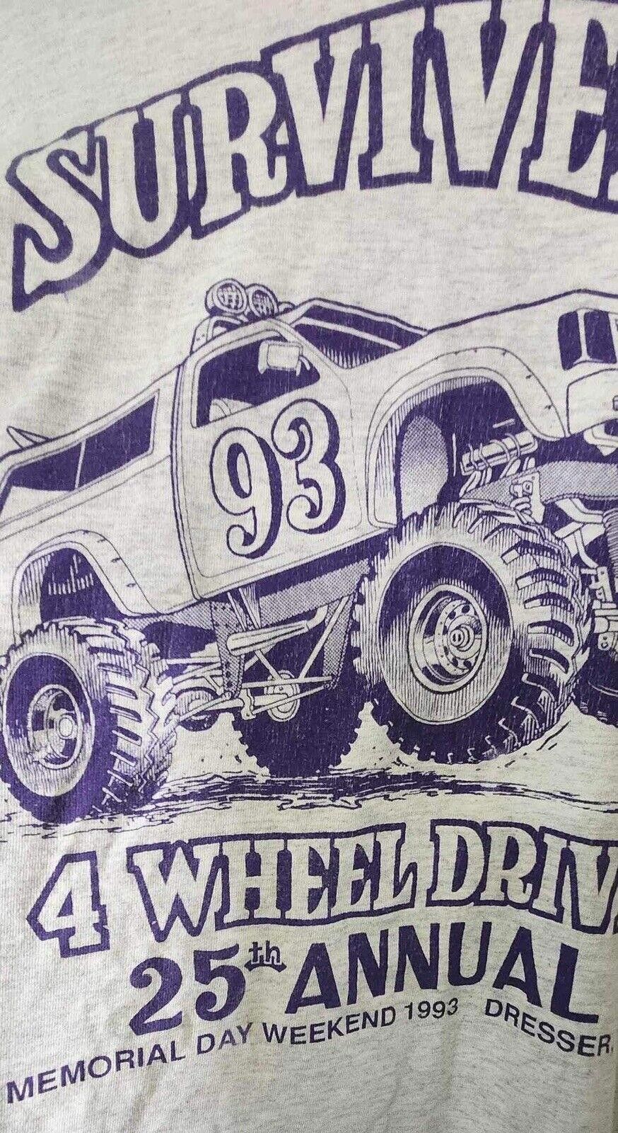 The Unbranded Brand Vintage 1993 'I Survived the 4 Wheel Drive' T-Shirt - 25th Size US XL / EU 56 / 4 - 2 Thumbnail