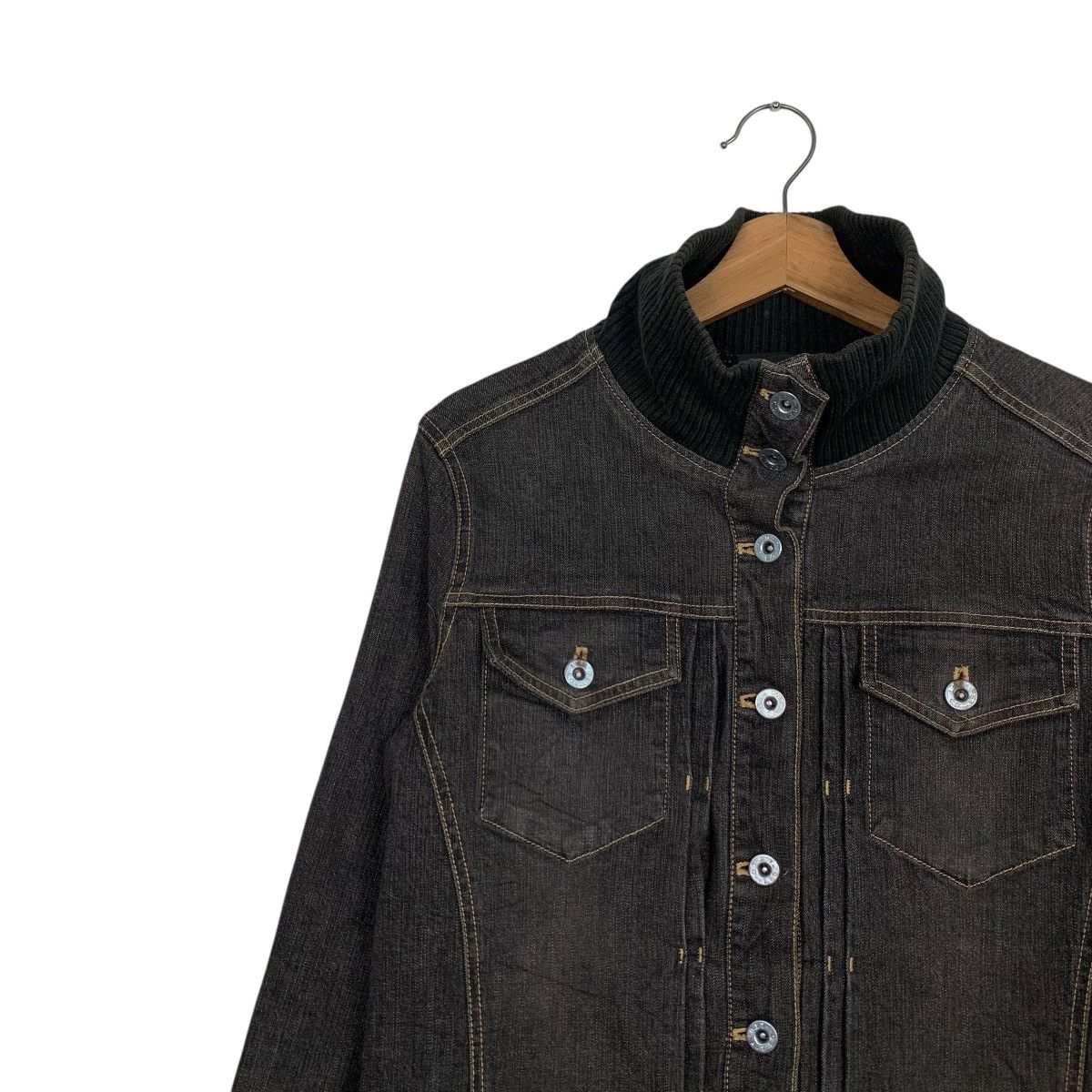 Japanese Brand A/T Atsuro Tayama Trucker Hybrid Denim Jacket #2699-C121 Size S / US 4 / IT 40 - 6 Thumbnail