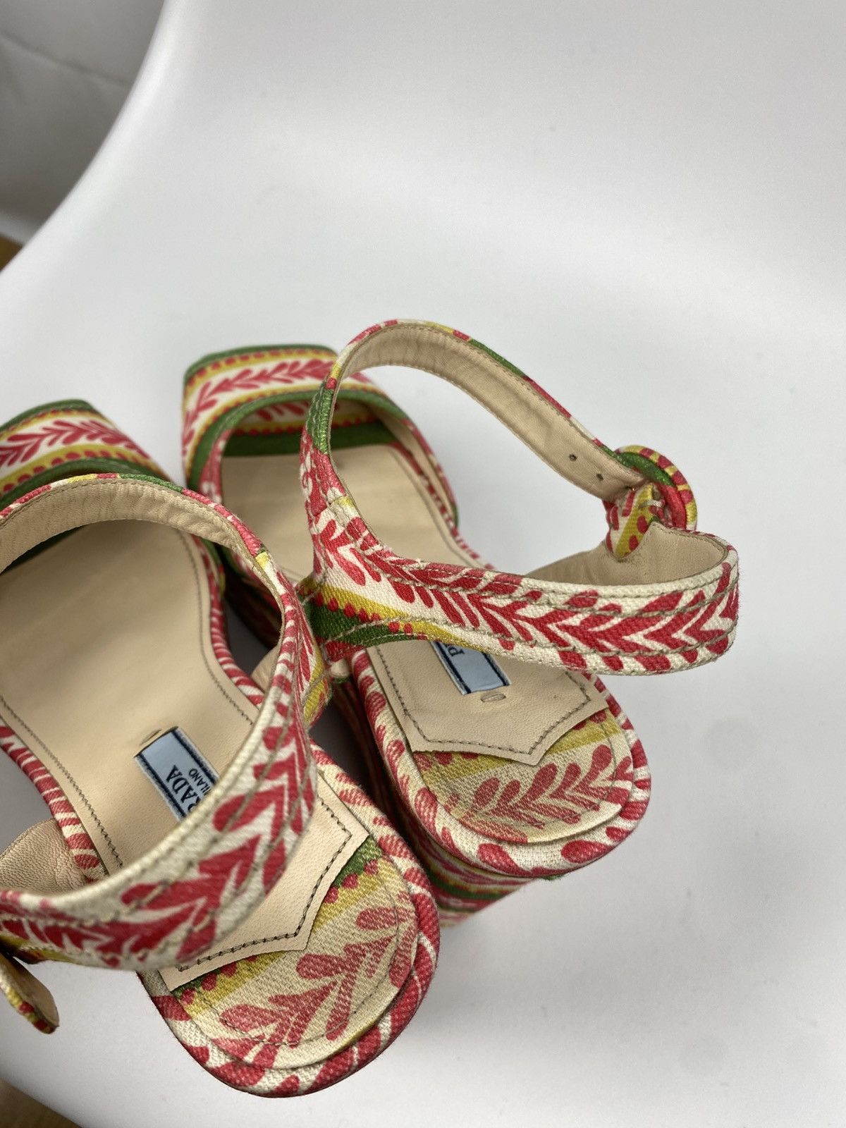 Prada Prada Platform Sandals Cloth Wedges Printed size 38 Size US 8 / IT 38 - 8 Thumbnail