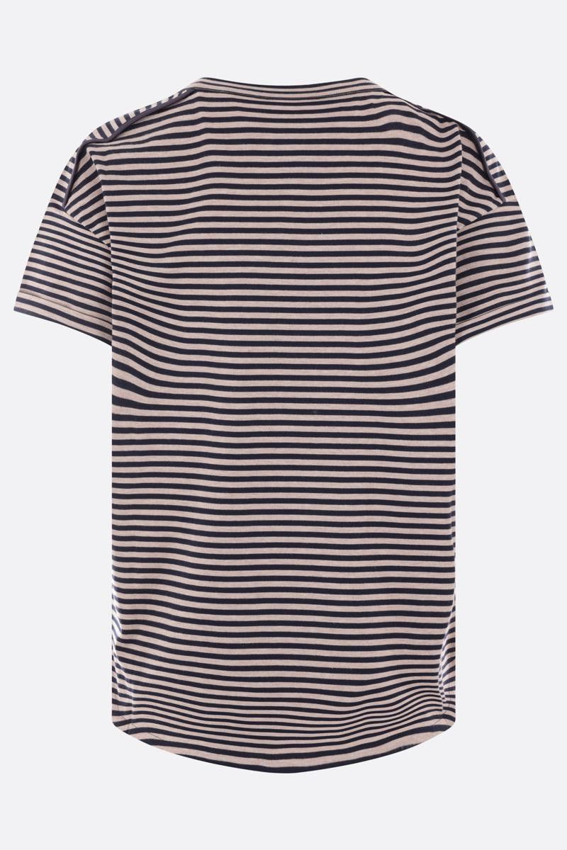 Brunello Cucinelli o1y0825 Crewneck T-Shirt in Beige/Black Size S / US 4 / IT 40 - 2 Thumbnail