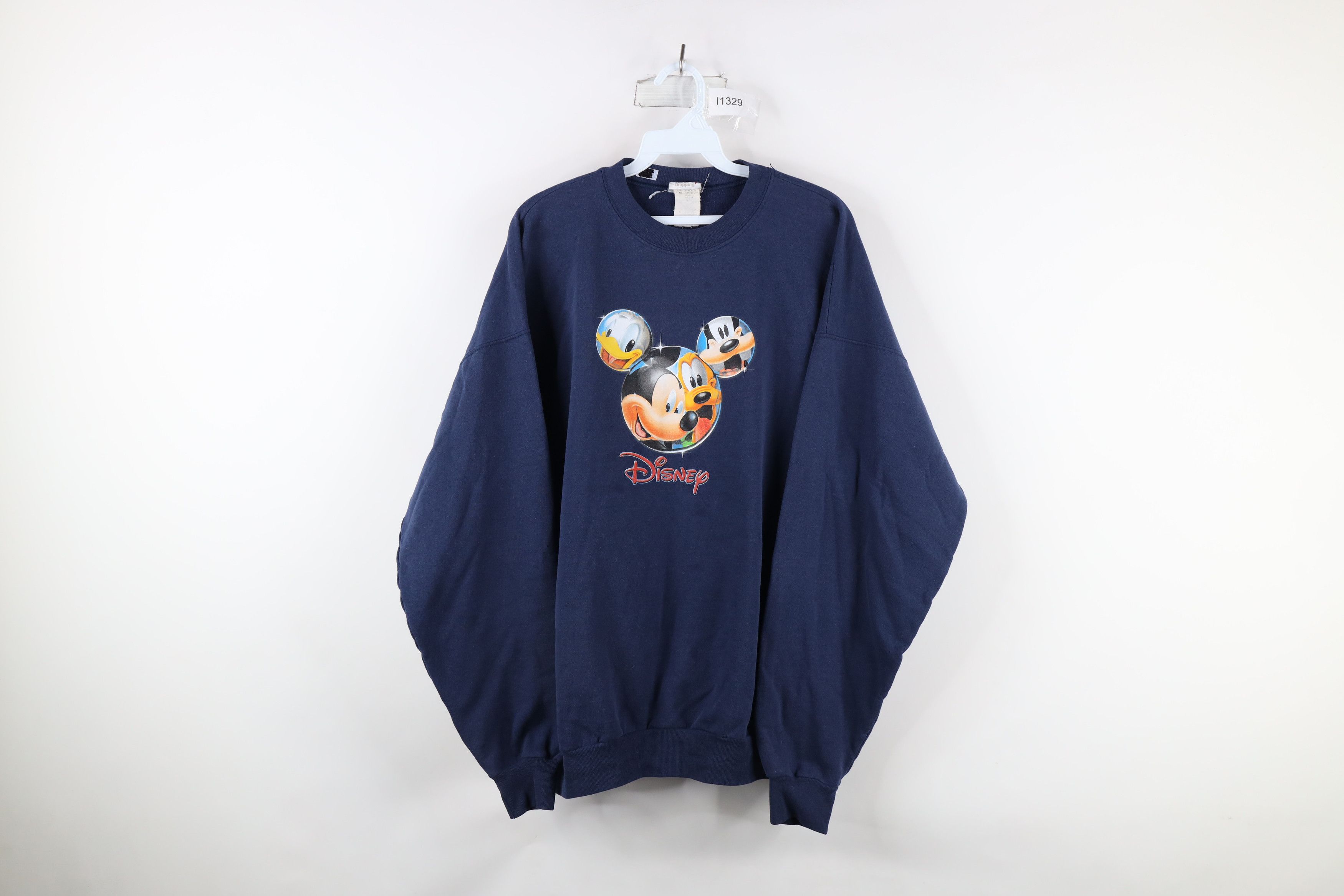 Disney × Vintage Vintage 90s Disney Spell Out Mickey Mouse Sweatshirt Blue Size XXL / US 16-18 / IT 52-54 - 1 Thumbnail