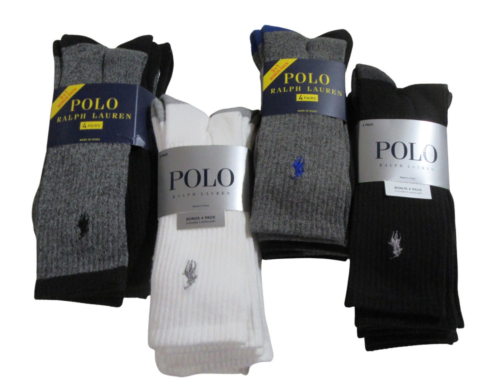 Polo Ralph Lauren Polo Ralph Lauren Mens Contrast Heel Crew Socks Grey Black Size ONE SIZE - 3 Thumbnail