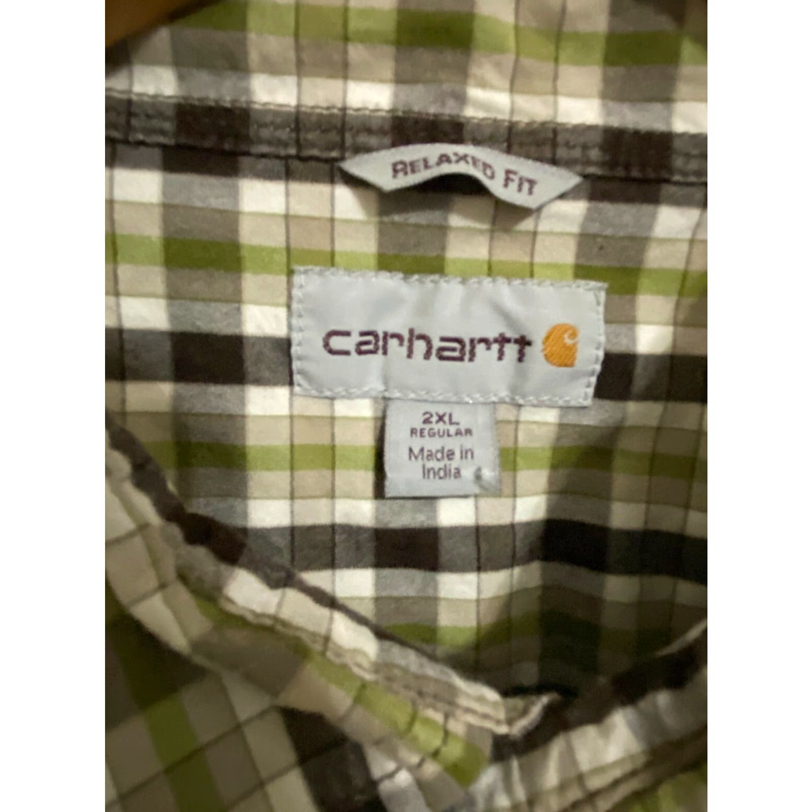 Carhartt Carhartt Button-Up Shirt Mens 2XL Short Sleeve Plaid Cotton Relaxed Fit Button-Up Shirt Gray Multicolor Casual Mens Size US XXL / EU 58 / 5 - 2 Thumbnail