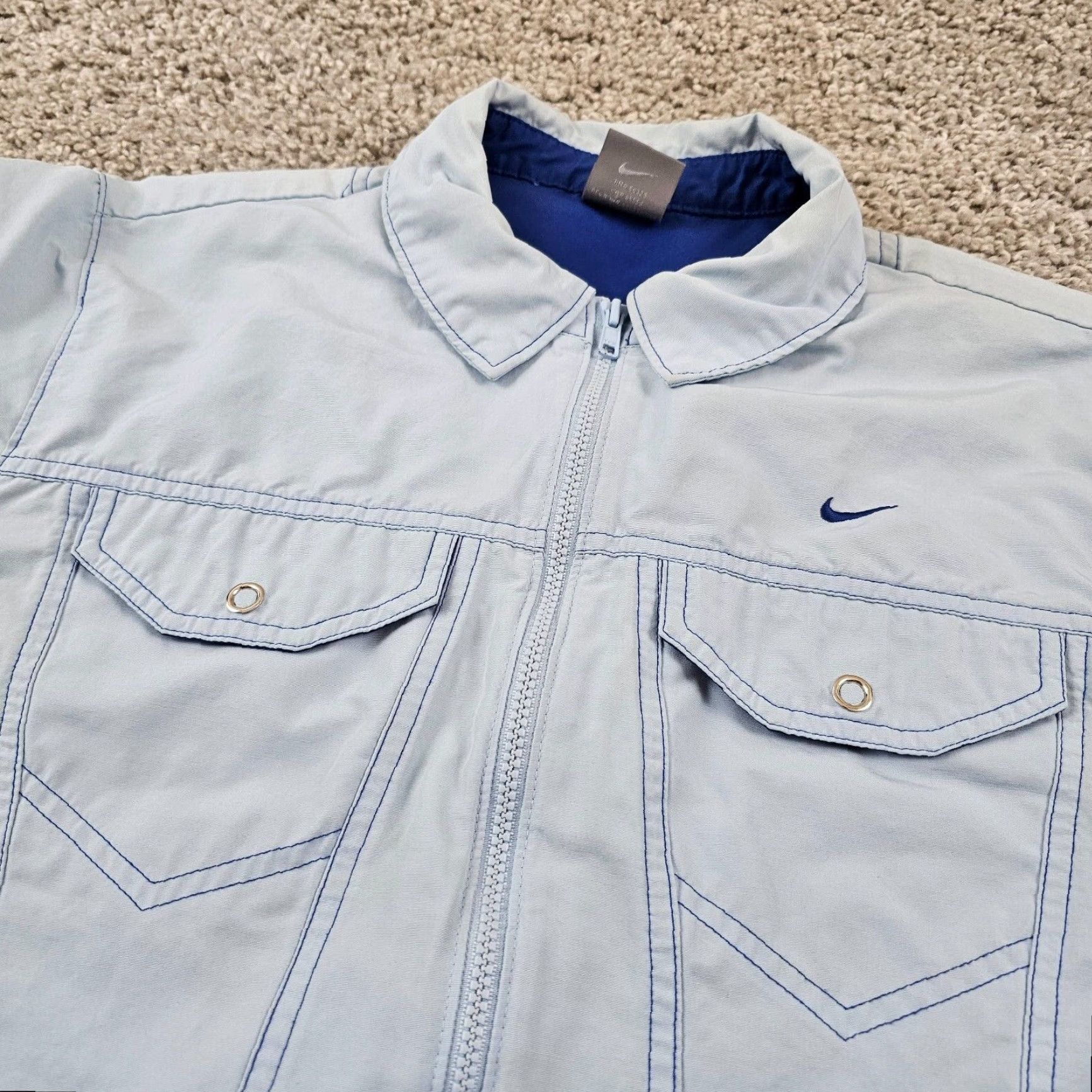 Nike Nike Jacket Women Large L Blue Full Zip Windbreaker Pockets Y2K 2000s Gray Label Size L / US 10 / IT 46 - 2 Thumbnail