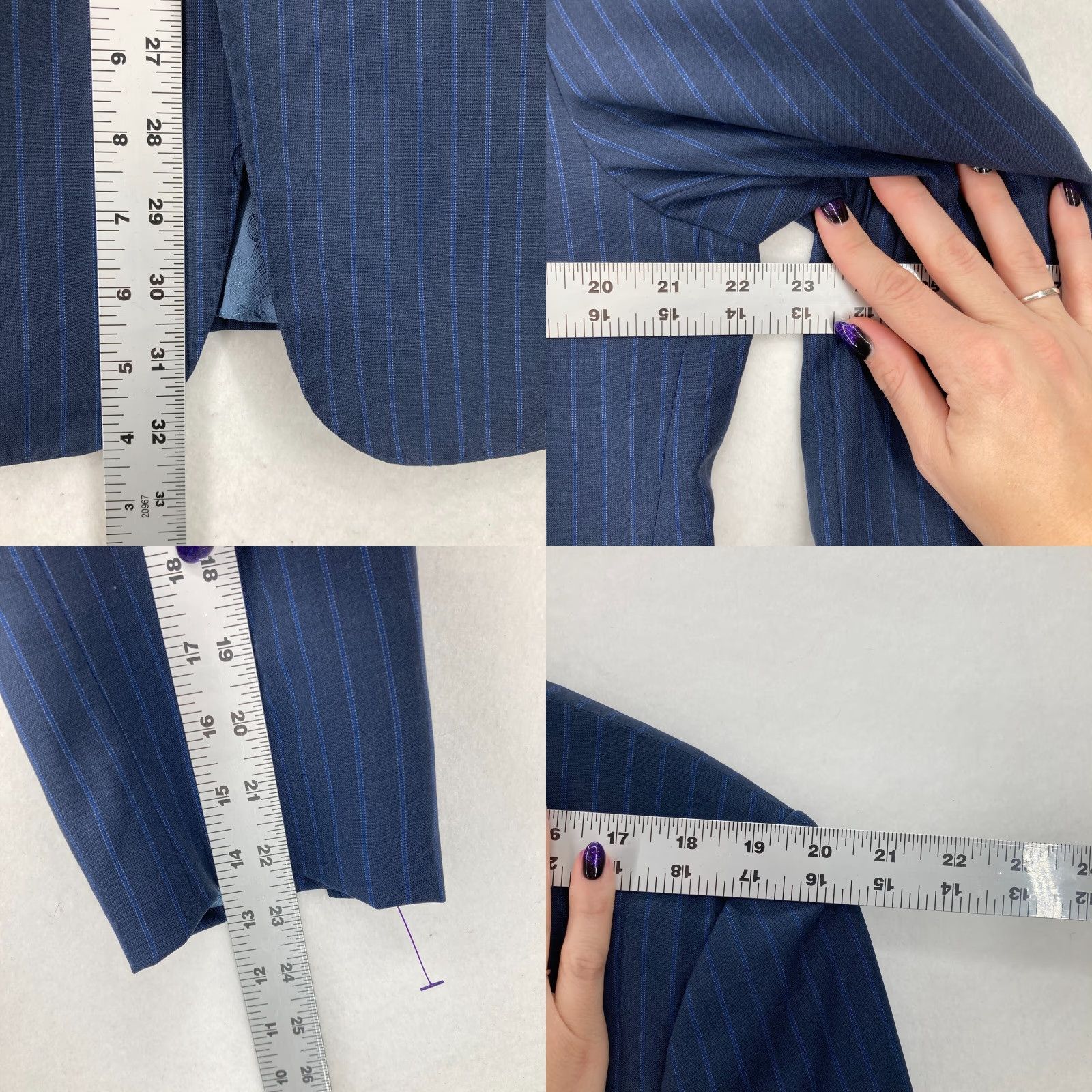 Ermenegildo Zegna Ermenegildo Zegna Blazer Sport Coat Mens 44 Blue Striped Wool Size 44R - 8 Thumbnail