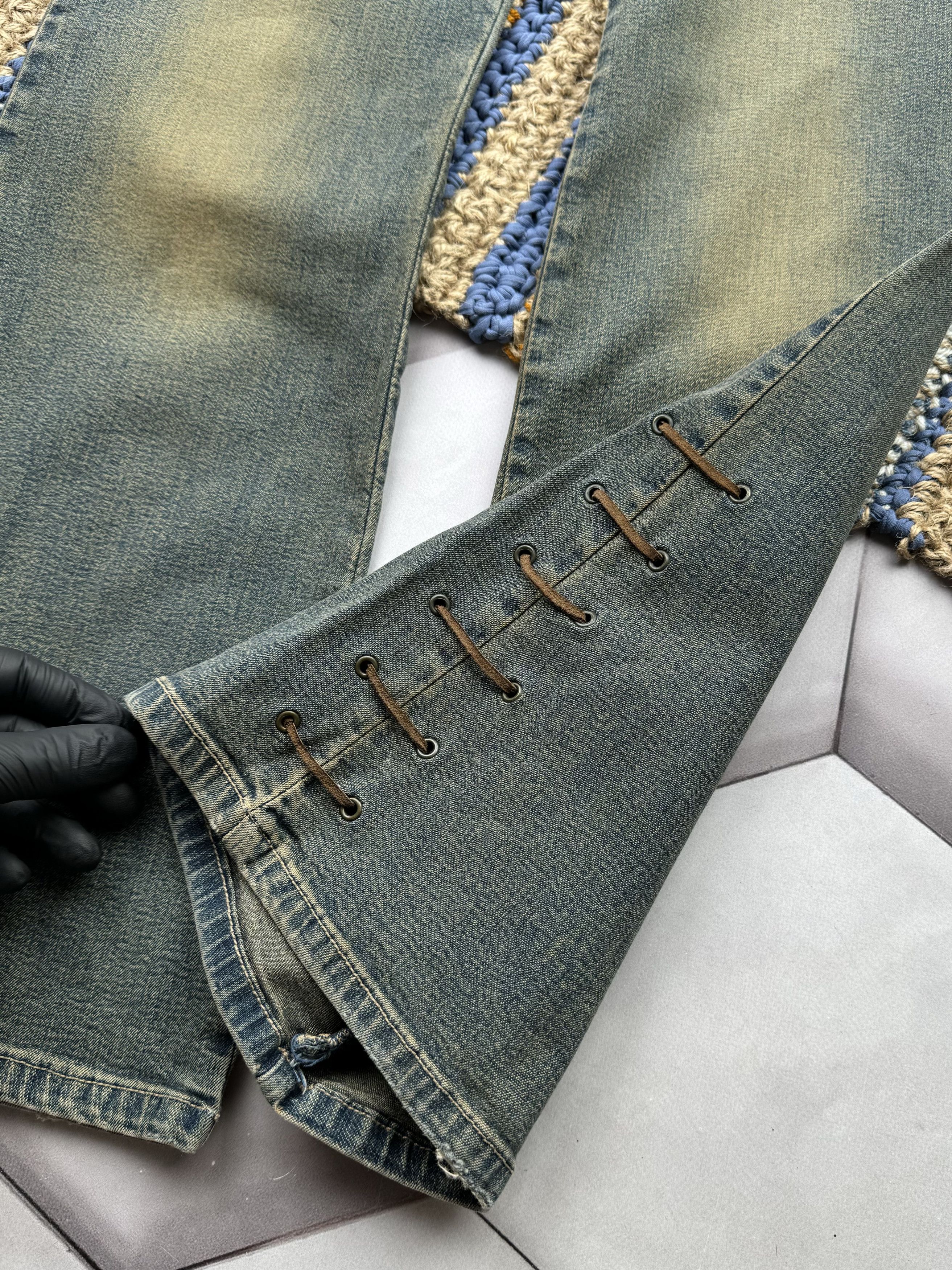 Japanese Brand Vintage Faded Flared Bondage Jeans (E4) Size 25" / US 0 / IT 36 - 4 Thumbnail