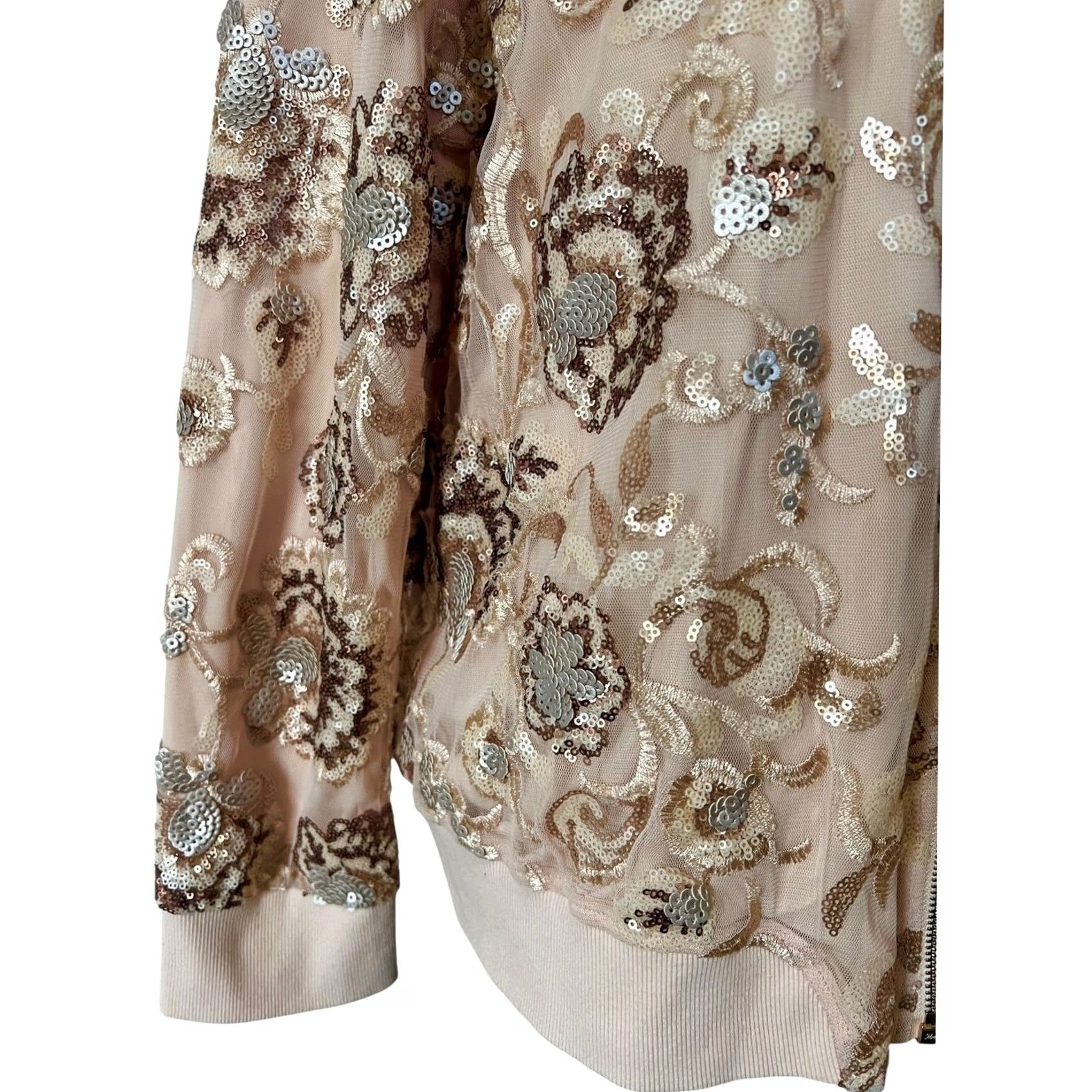 Vintage Chico’s Black Label Sequin Lace Bomber Jacket Floral Peachy Pink Size 2 US 12/14 Jacket Womens Bomber Pink Sequin Lace 12/14 US 2 Size L / US 10 / IT 46 - 5 Thumbnail
