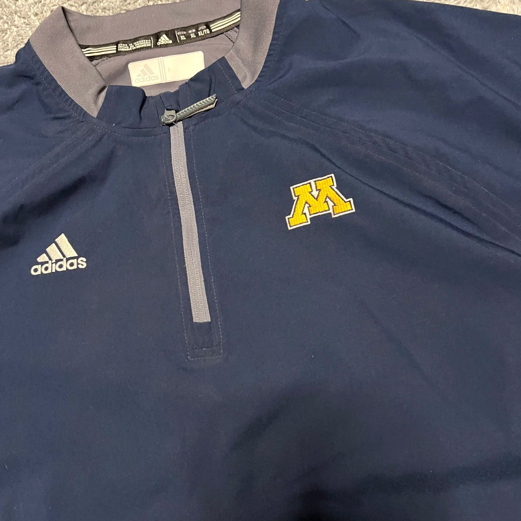Adidas Adidas Jacket Mens XL Michigan Wolverines Long Convertible Sleeve Quarter Zip Blue Windbreaker Size US XL / EU 56 / 4 - 4 Thumbnail