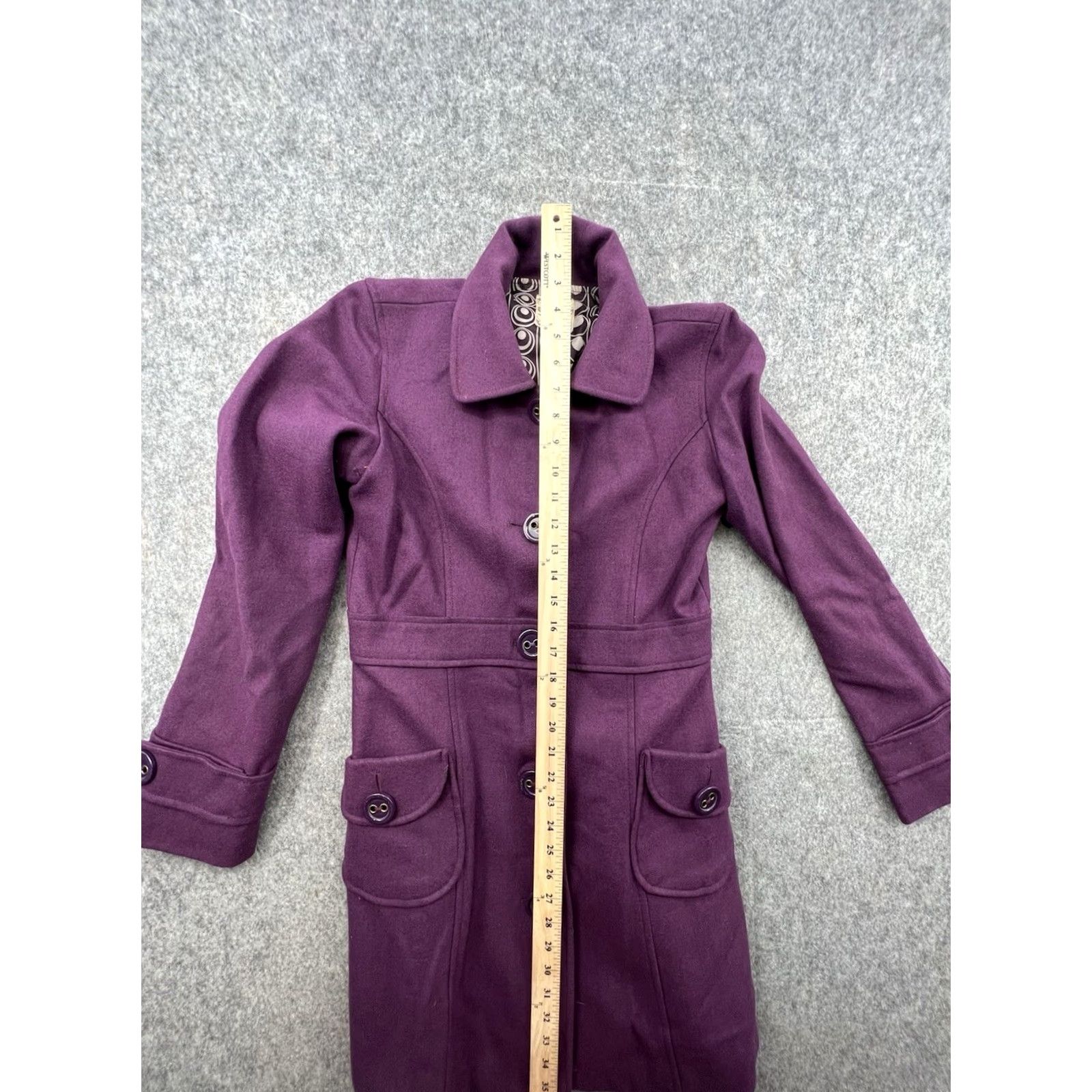 Vintage Tulle Purple Overcoat Coat Women’s Size S Lined Pockets Wool Blend Wool Buttoned Mid-Length Size S / US 4 / IT 40 - 3 Thumbnail