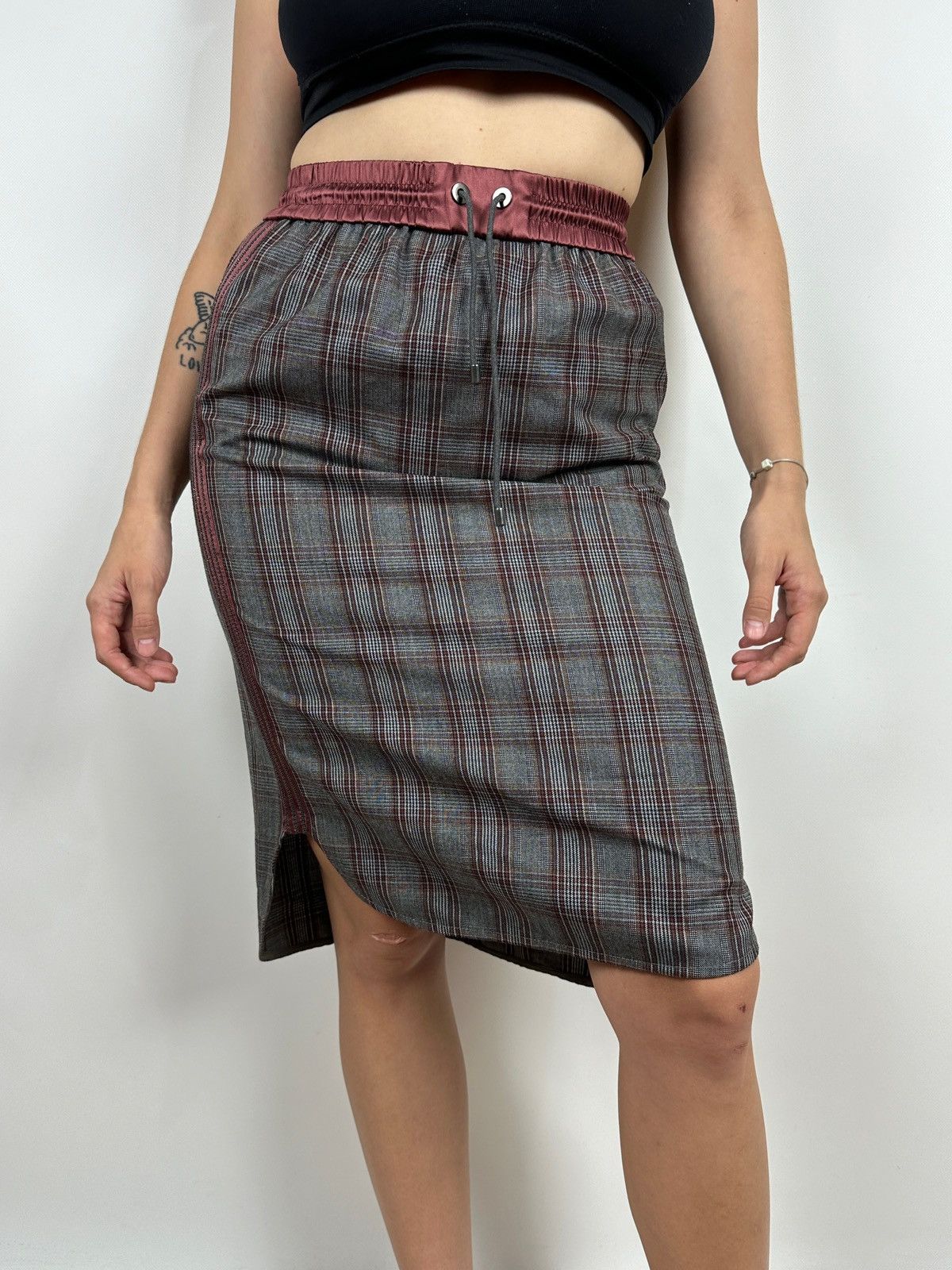 Brunello Cucinelli NWT! Brunello Cucinelli Wool/Silk Checkered Midi Skirt Size 26" / US 2 / IT 38 - 3 Thumbnail