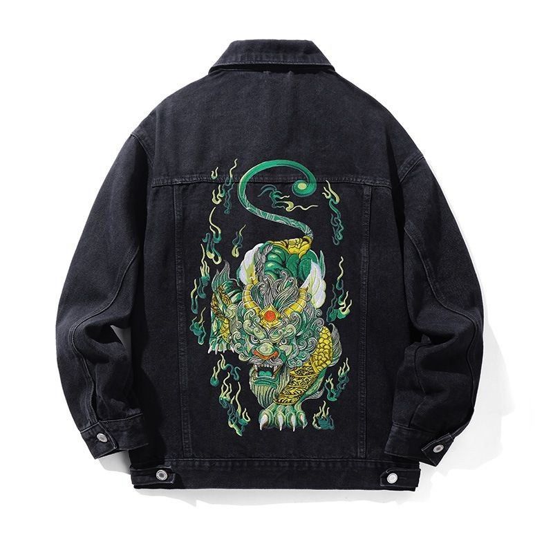 Japanese Brand Casual Denim Jackets Embroidery Japanese Yakuza Style Size US L / EU 52-54 / 3 - 1 Thumbnail