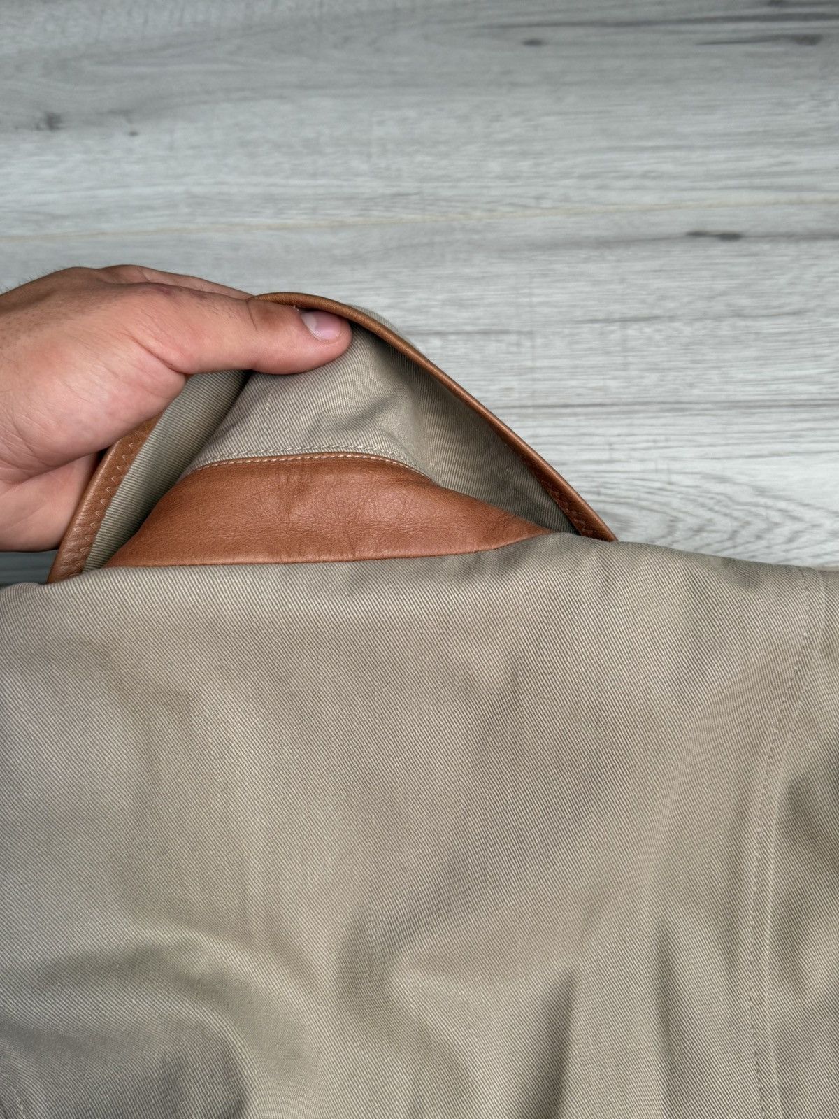 Max Mara Max Mara Beige Jacket with Brown Leather Trim Size XL / US 12-14 / IT 48-50 - 9 Thumbnail