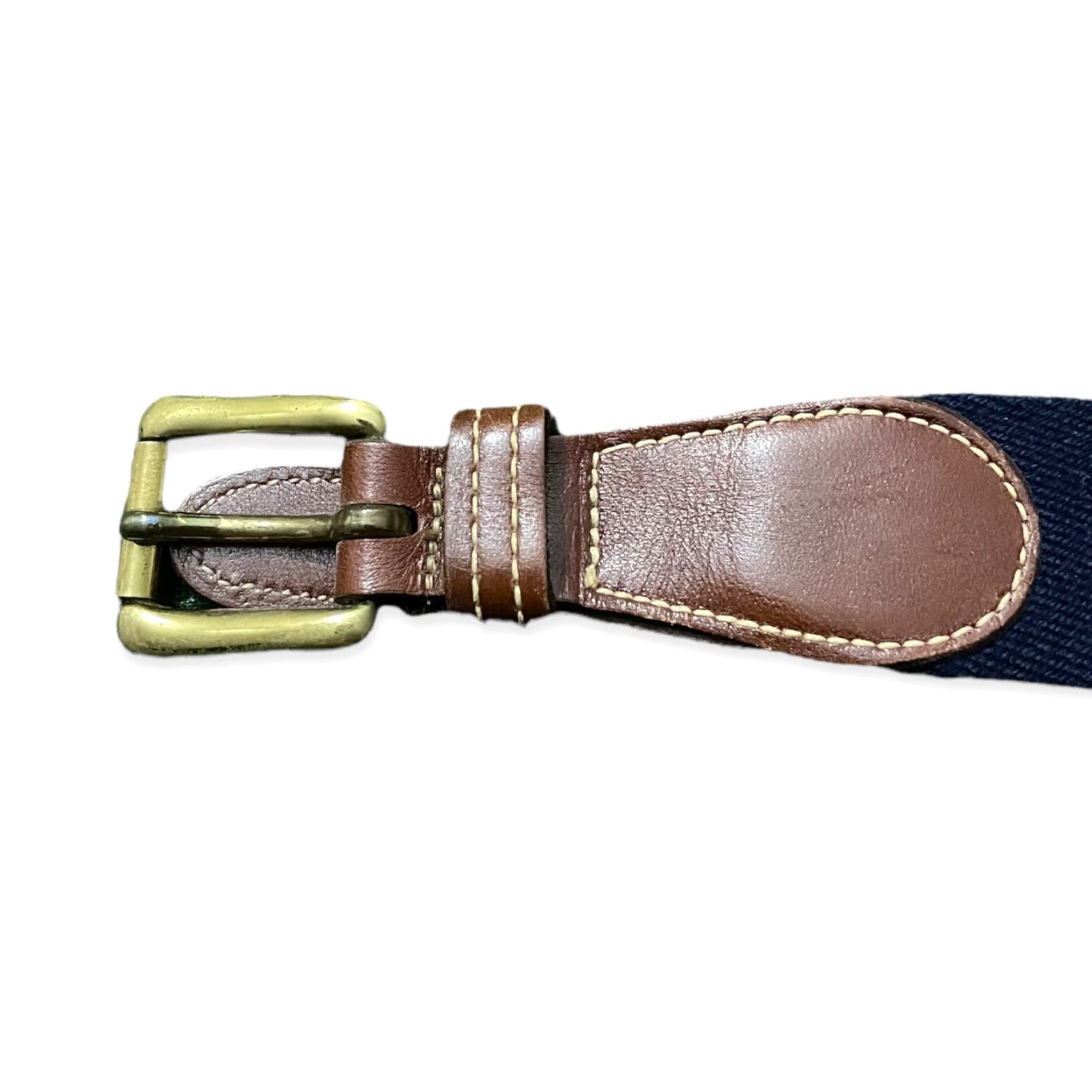 Vintage Chesapeake Leather Works Belt Size 36 Brass Buckle Leather Belt Mens Blue 40” Length Size 36 - 2 Thumbnail