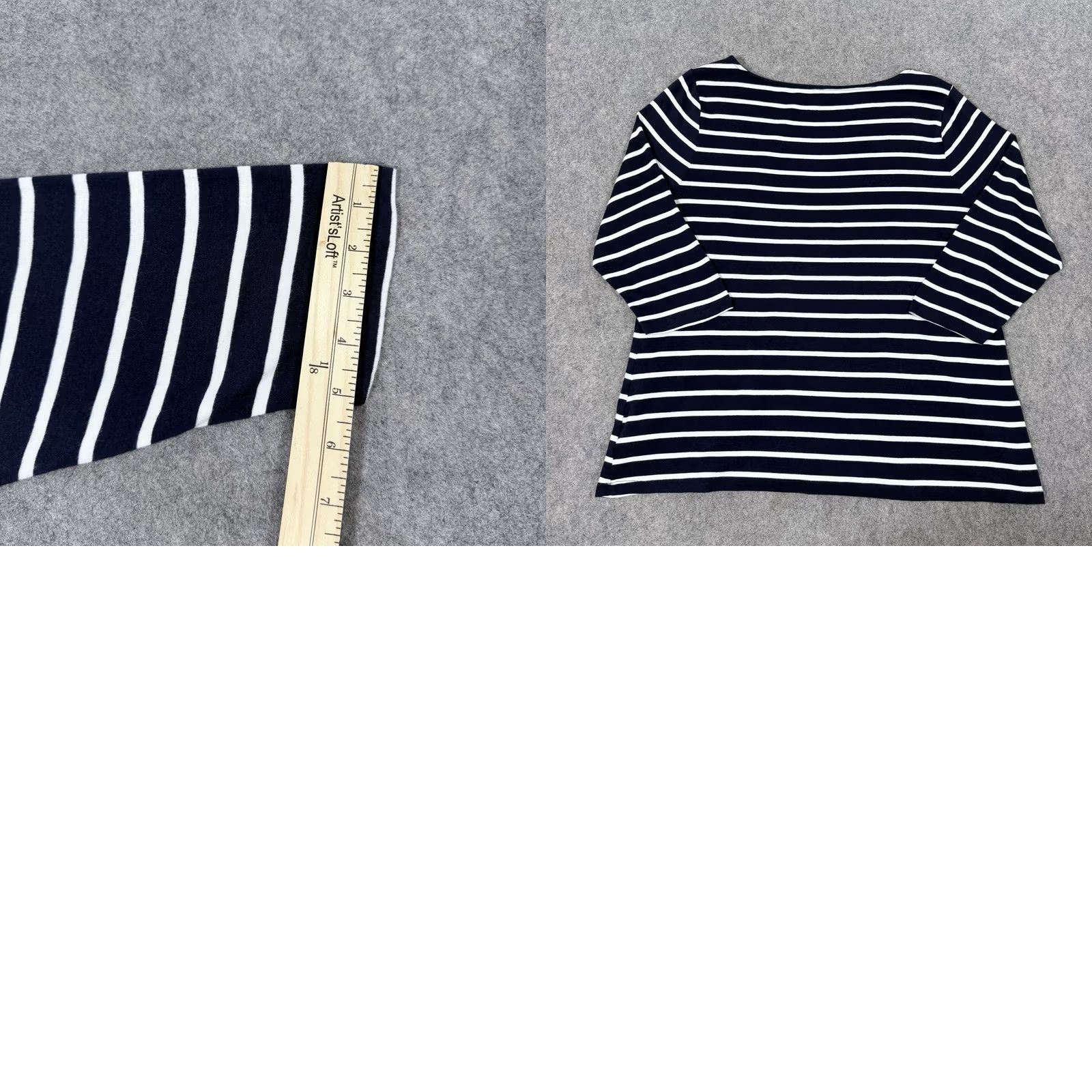 Vintage Ava & Viv T-Shirt Women's Plus Size 1X Blue White Stripes 3/4 Sleeve Pullover Casual Size XL / US 12-14 / IT 48-50 - 10 Thumbnail