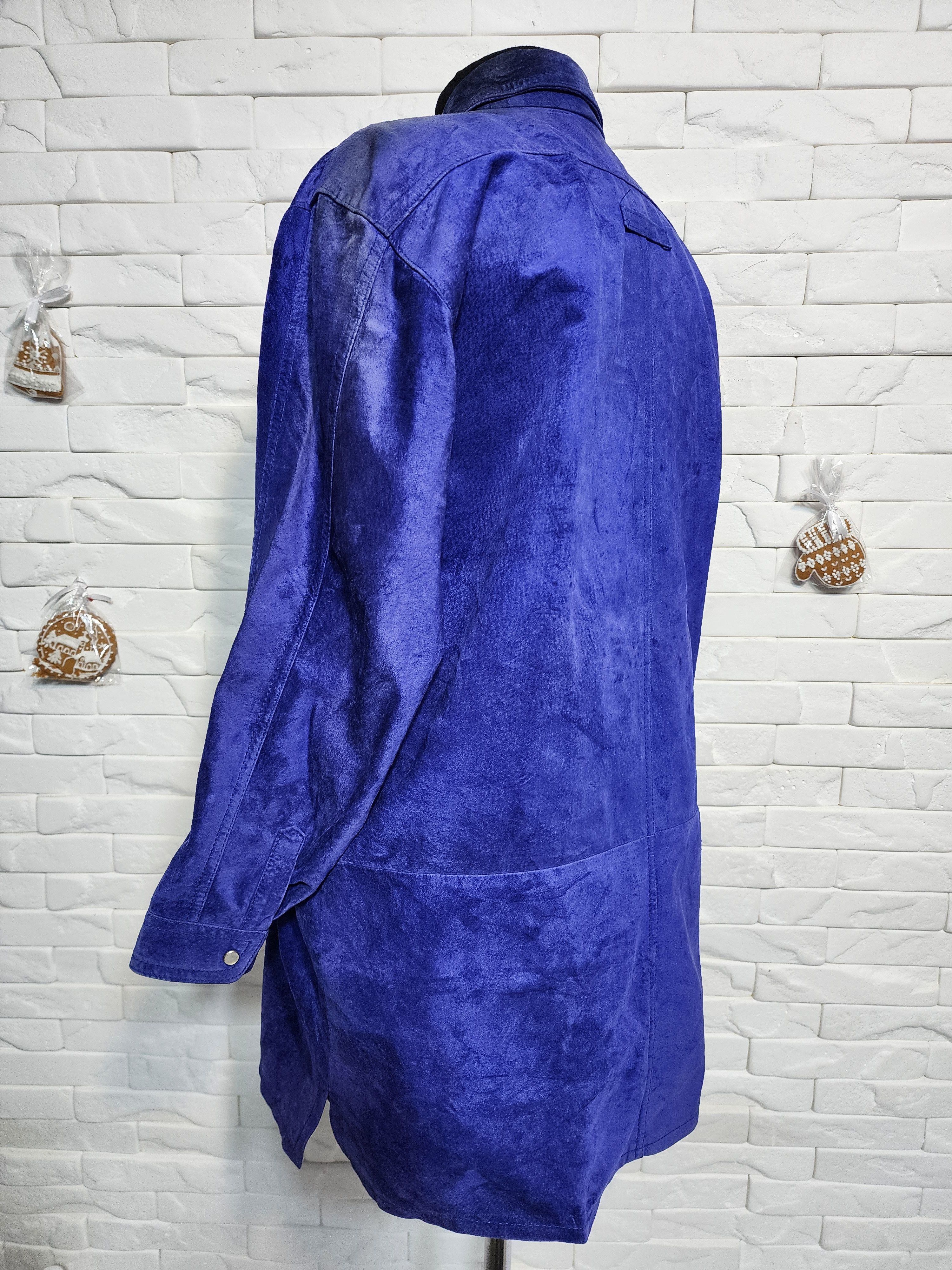 Genuine Leather Blue Suede Leather Shirt: Women's Metal Snaps Jacket Size XL / US 12-14 / IT 48-50 - 6 Thumbnail