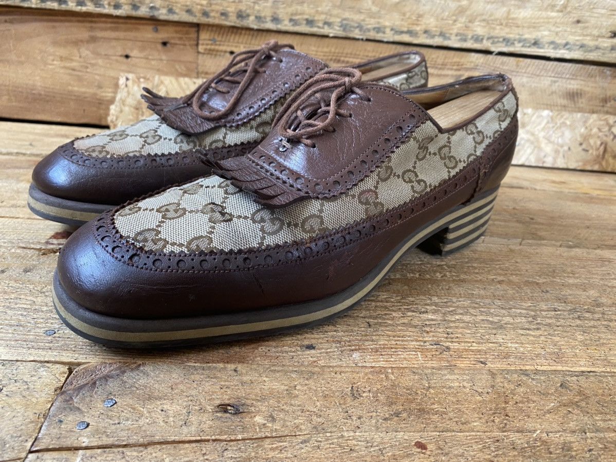 Dapper Dan × Gucci × Vintage Gucci GG logo monogram print casual heeled brouges shoe sz42 Size US 9 / EU 42 - 1 Thumbnail
