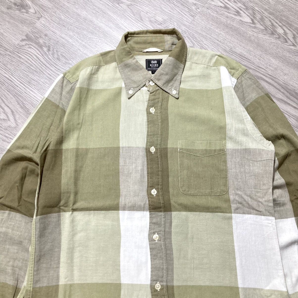 Beams Plus 2000s Beams Heart Brick Block Motif Shirt Button Up Size US L / EU 52-54 / 3 - 2 Thumbnail